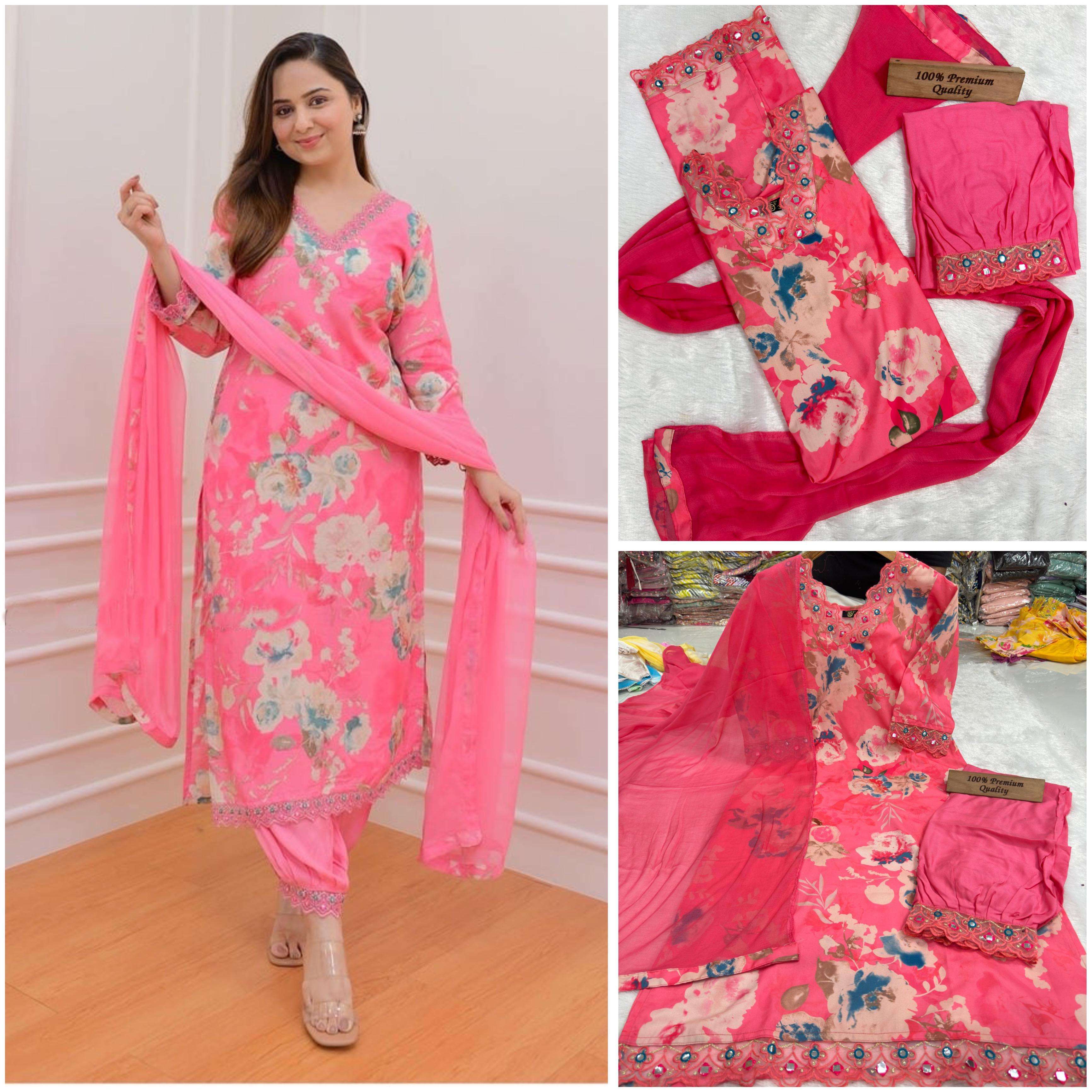 RAYON COTTON WITH PRINTED AFGHAN STYLE READYMADE SUITS COLLE...
