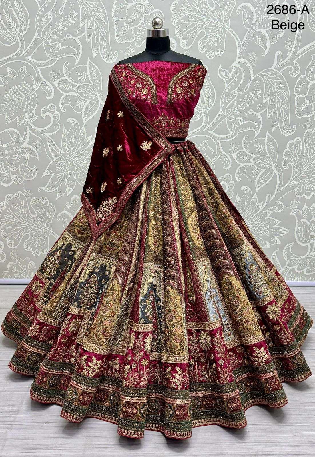 ROYAL LOOK VELVET WITH HAND ZARI, EMBROIDERY WORK BRIDAL SPE...