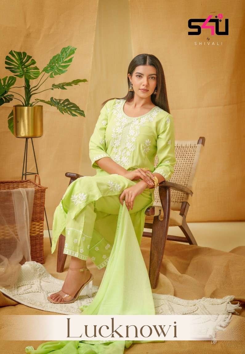 S4U SHIVALI LUCKNOWI RAYON WITH LUCKNOWI WORK READYMADE SUIT...