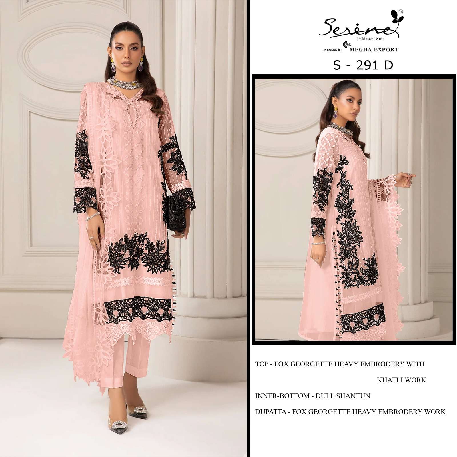 SERINE 291 GEORGETTE WITH EMBROIDERY WORK PAKISTANI SUITS CO...