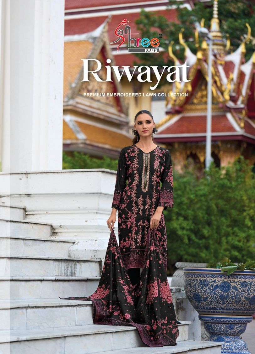 SHREE FABS RIWAYAT PREMIUM EMBRODERED LAWN COLLECTION LAWN C...