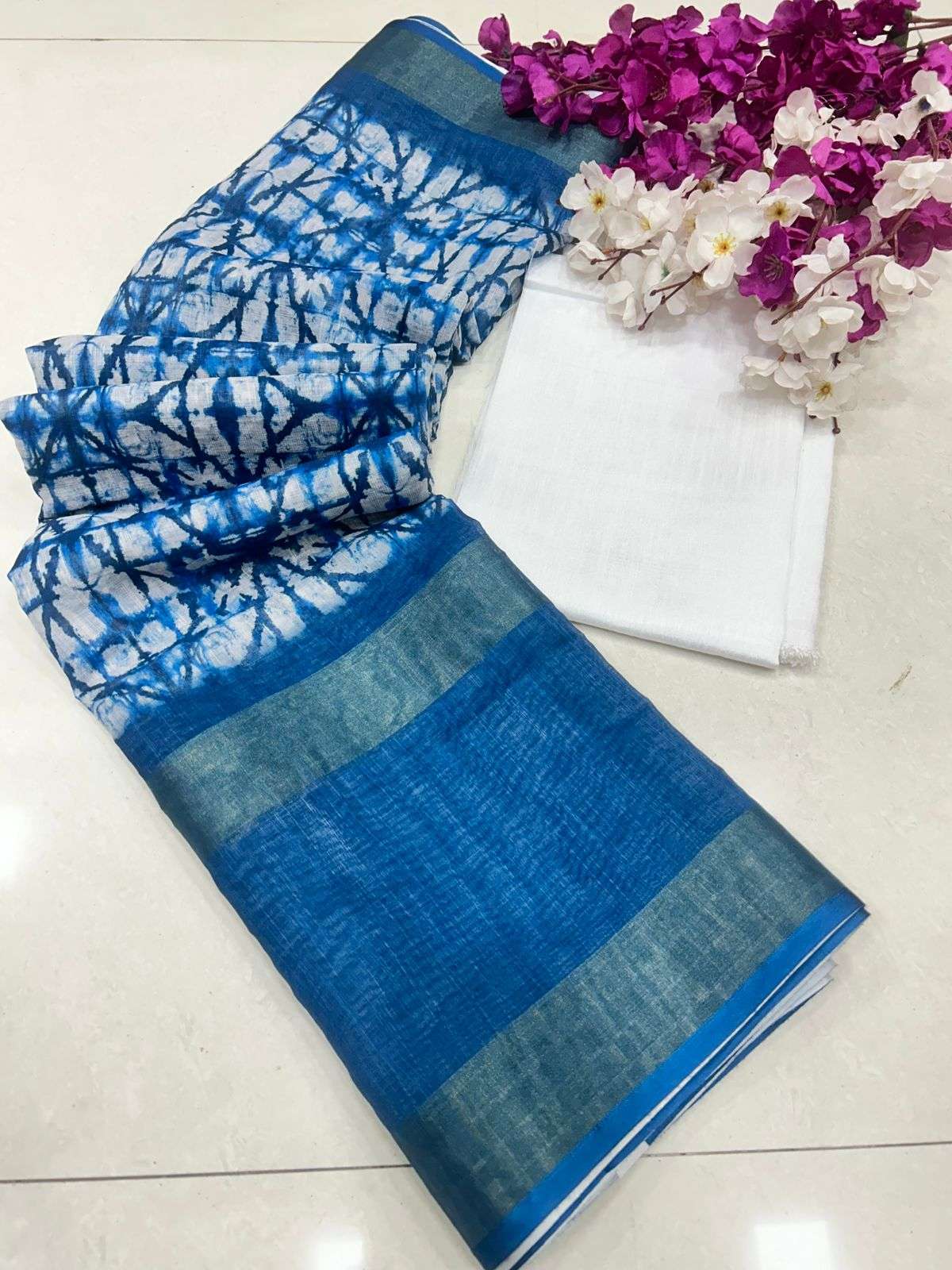 SUMMER SPECIAL SOFT LINEN WITH PRINTED SAREE COLLECTION AT B...