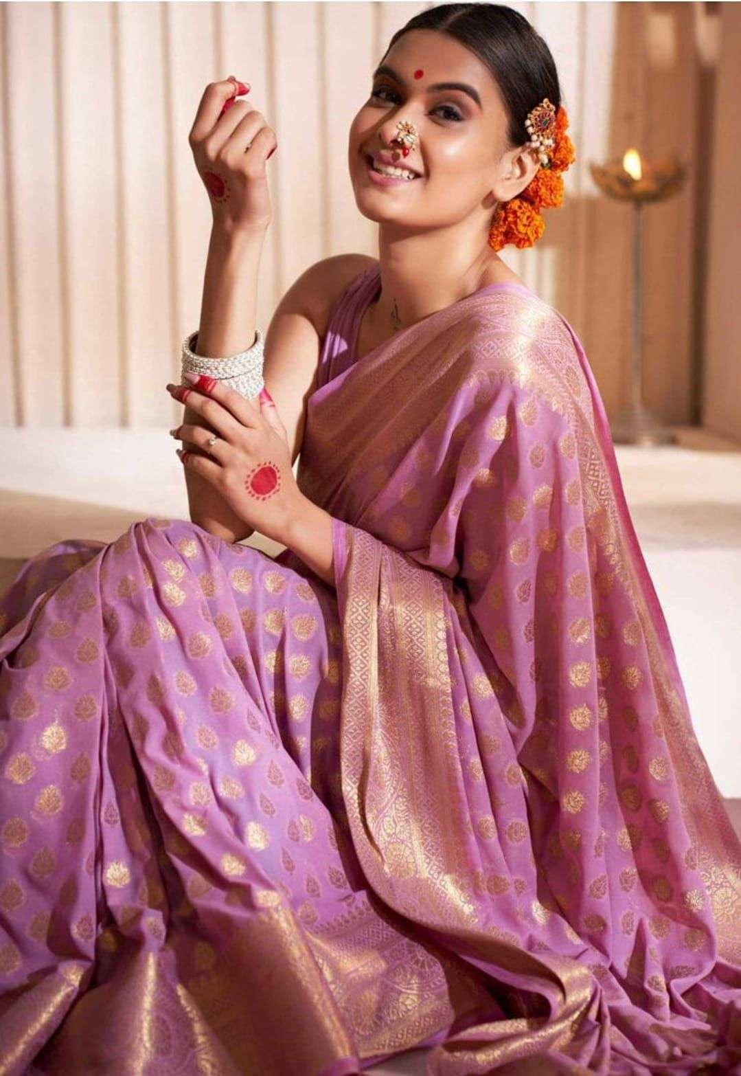This beautiful saree is elegantly decorated with gorgeous So...
