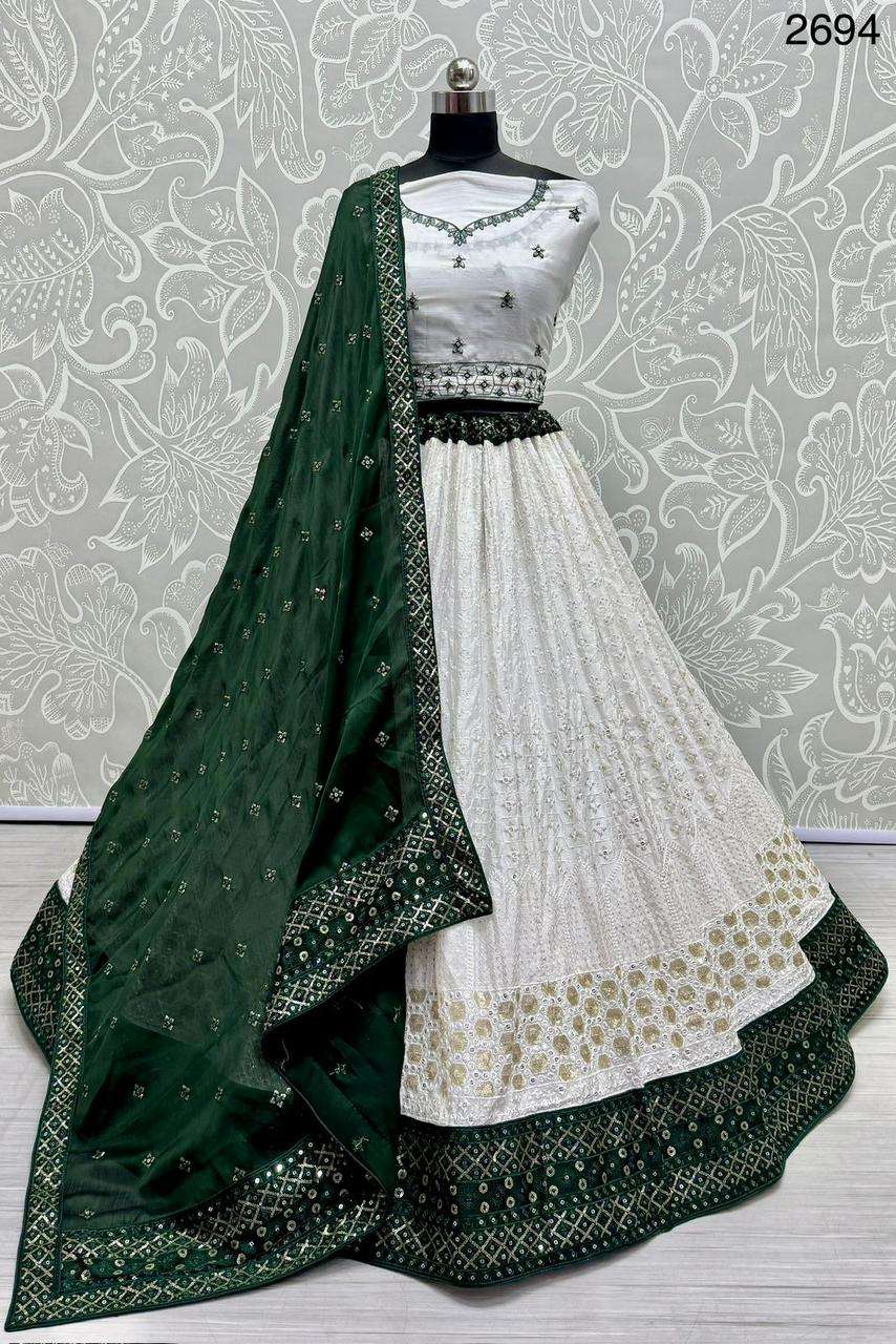 WHITE COLOUR GEORGETTE FABRICS WITH HAND EMBROIDERY WORK DES...
