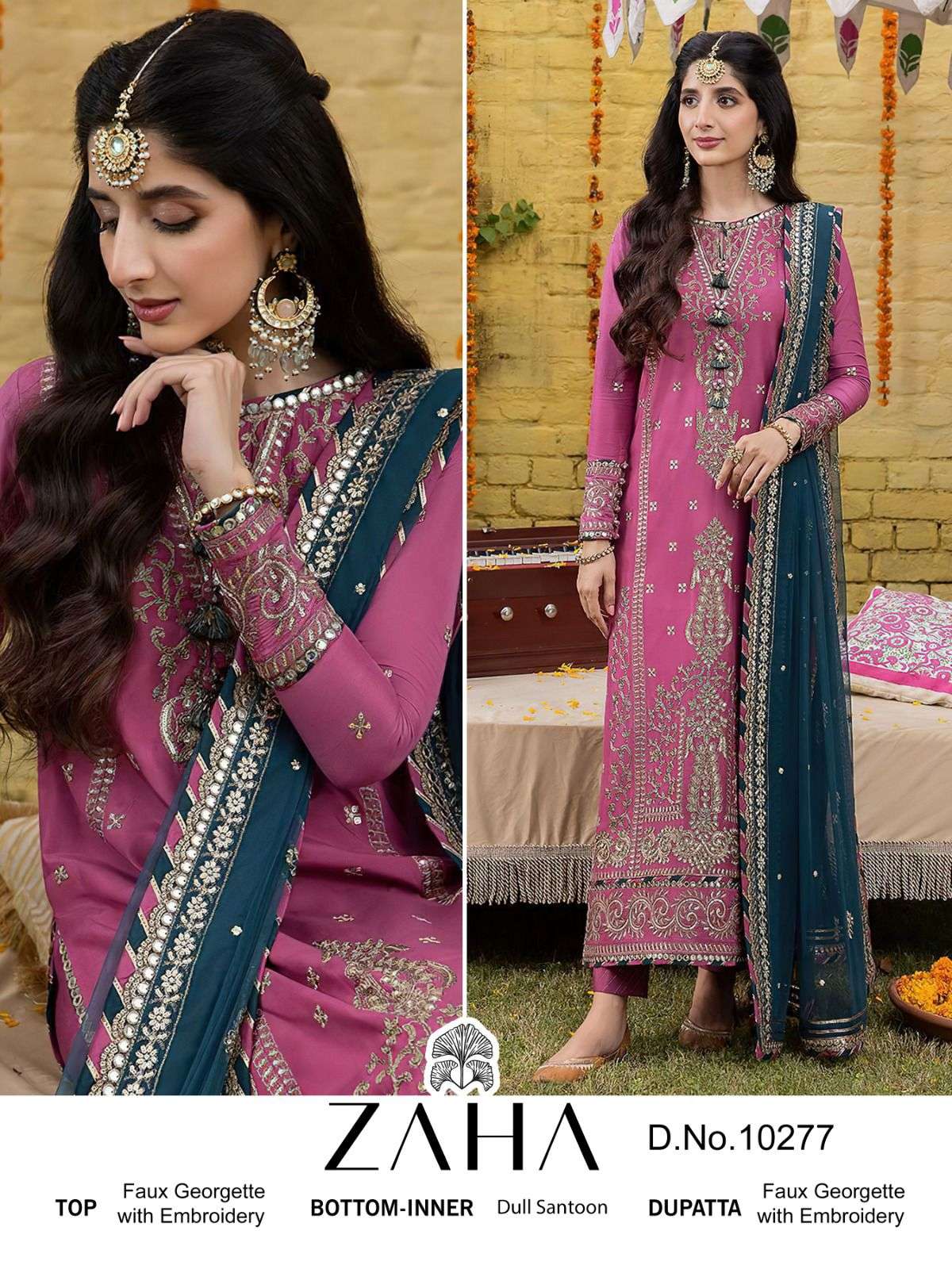 ZAHA 10277 GEORGETTE WITH HEAVY EMBROIDERY WORK PINK COLOUR ...