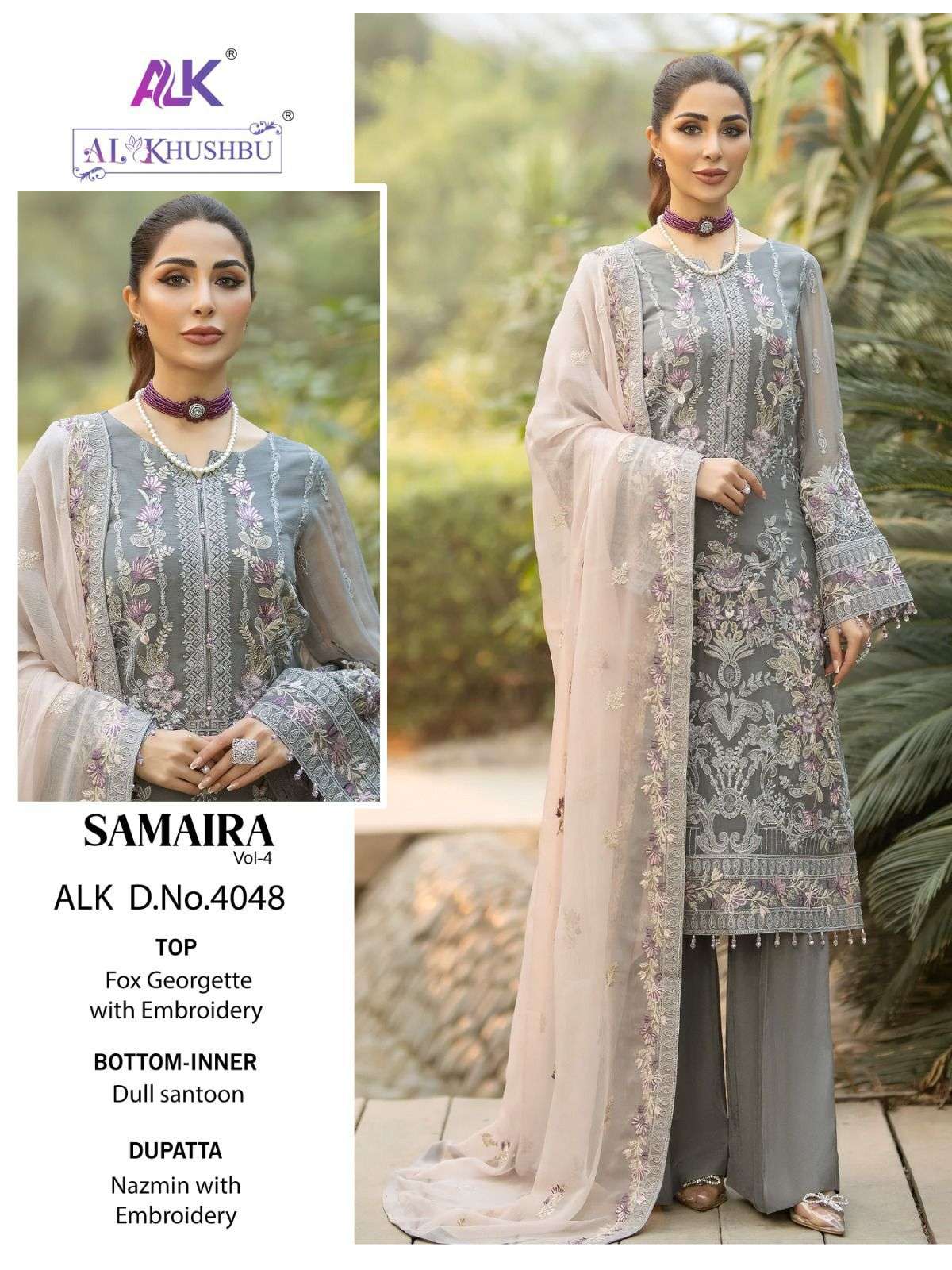 AL KHUSHBU 4048 GEORGETTE WITH EMBROIDERY WORK PAKISTANI SUI...