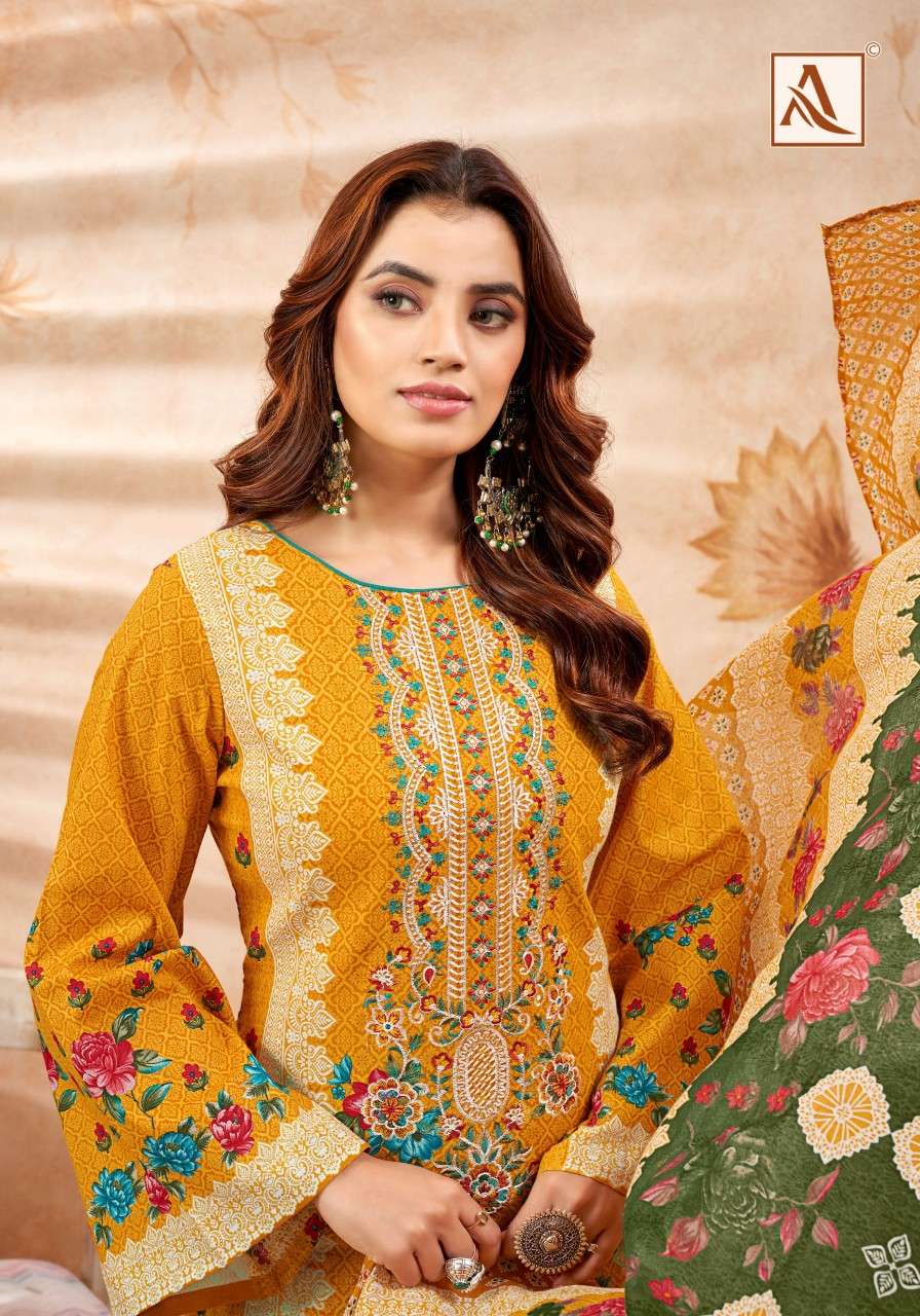 ALOK SUITS RIHAANA CAMRIC COTTON SUITS WITH EMBROIDERY COLLE...