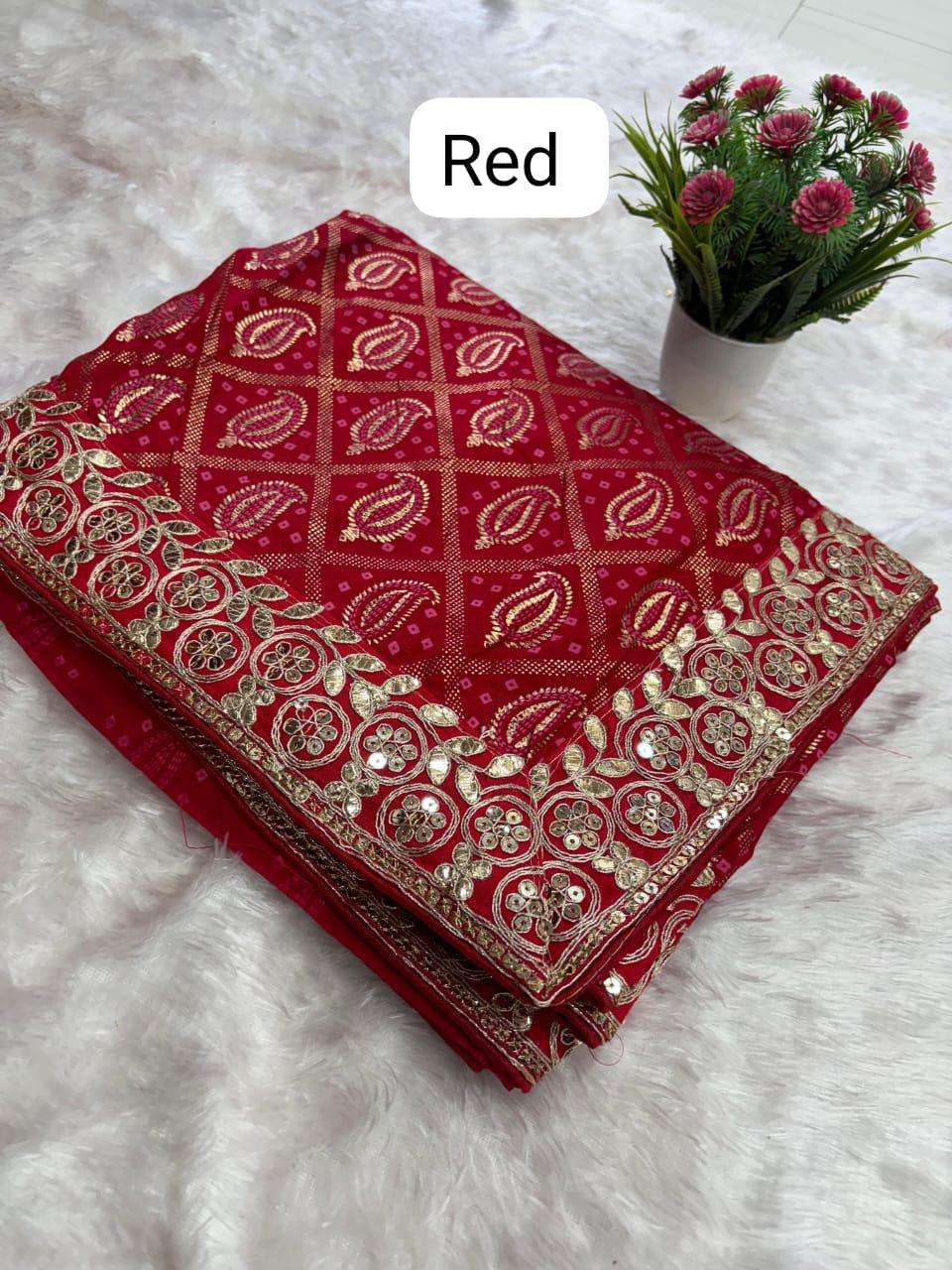 BLOOMING VICHITRA SILK GOTAPATTI BORDER TRADITIONAL SAREE CO...