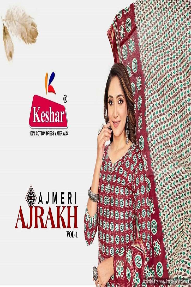 KESHAR AJRAKH VOL 1 COTTON WITH AJRAKH PRINTED SUITS SUPPLIE...