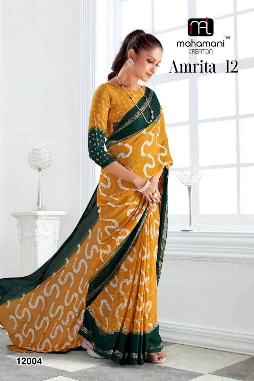 MAHAMANI CREATION AMRITA VOL 12 MOSS CHIFFON WITH PRINTED SA...