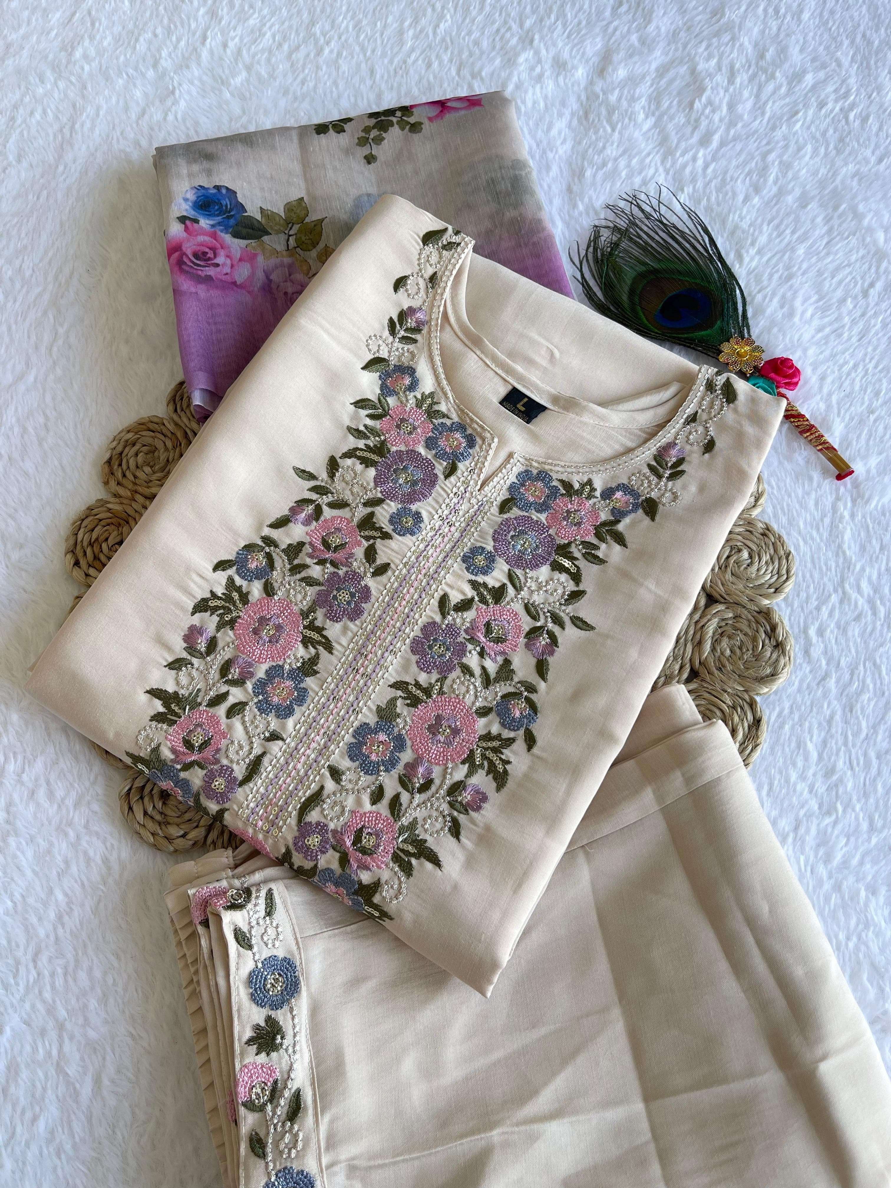 Roman Silk with Beautiful Embroidery With Sequence Work READ...