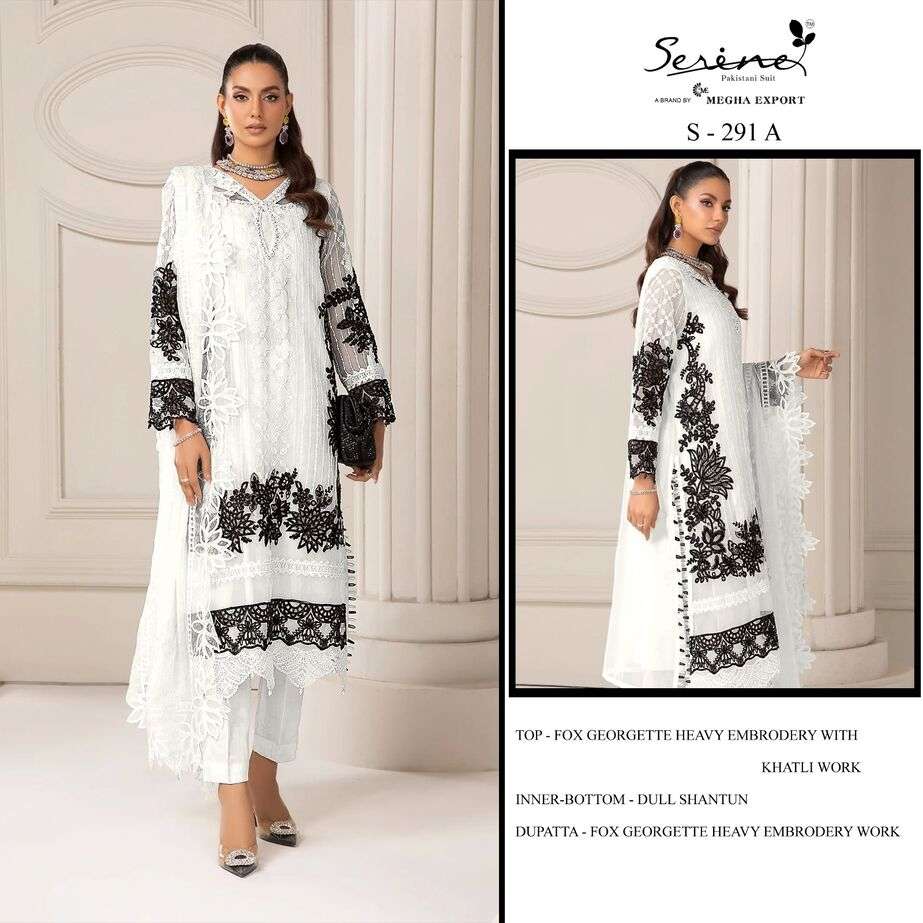 SERINE 291 GEORGETTE WITH FANCY LOOK PAKISTANI SUITS SUPPLIE...
