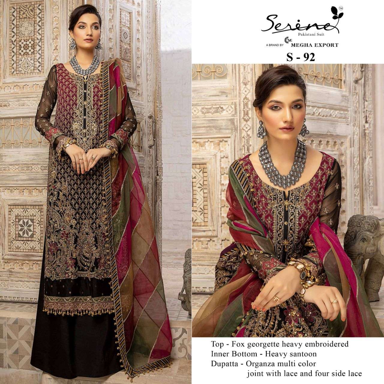 SERINE 92 GEORGETTE WITH EMBROIDERY WORK PAKISTANI SUITS