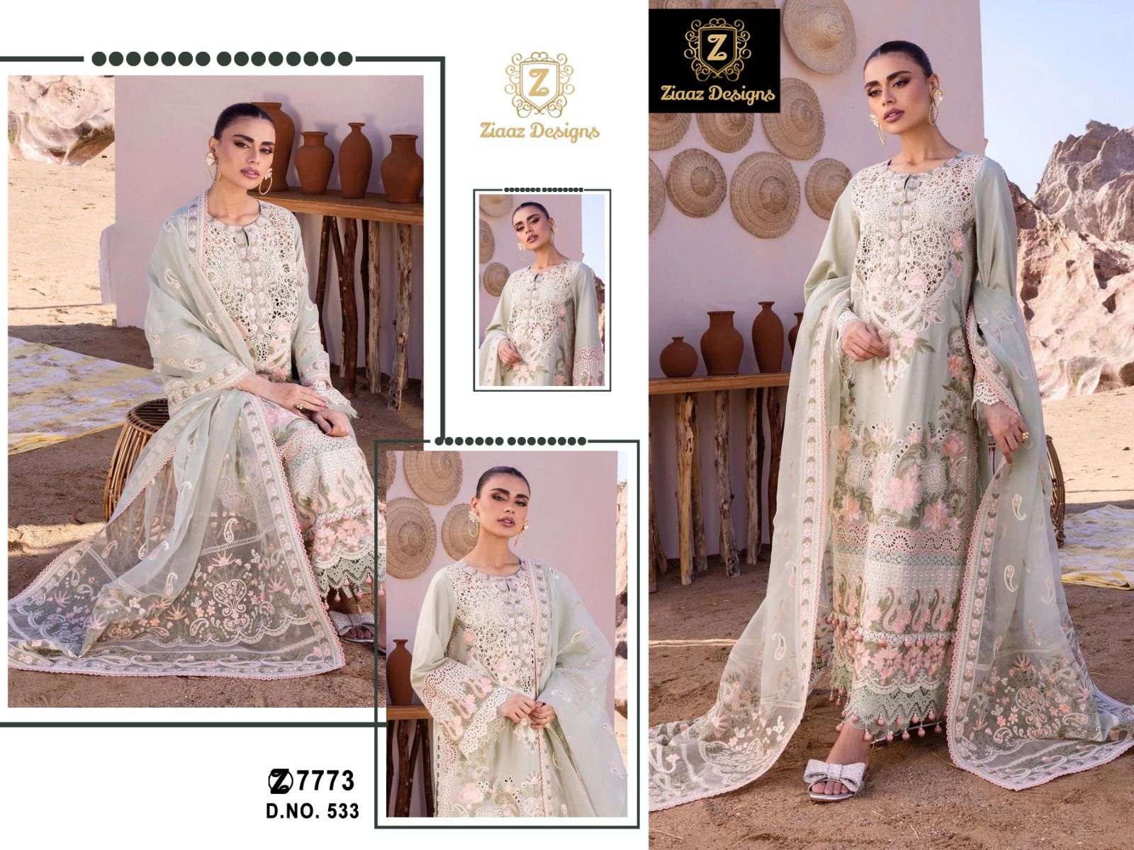 ZIAAZ 533 CAMBRIC COTTON PRINTED PAKISTANI SUITS SUPPLIER IN...
