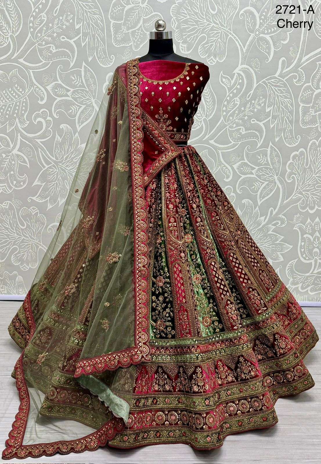 BRIDAL SPECIAL VELVET WITH HEAVY EMBROIDERY WORK LEHENGA CHO...