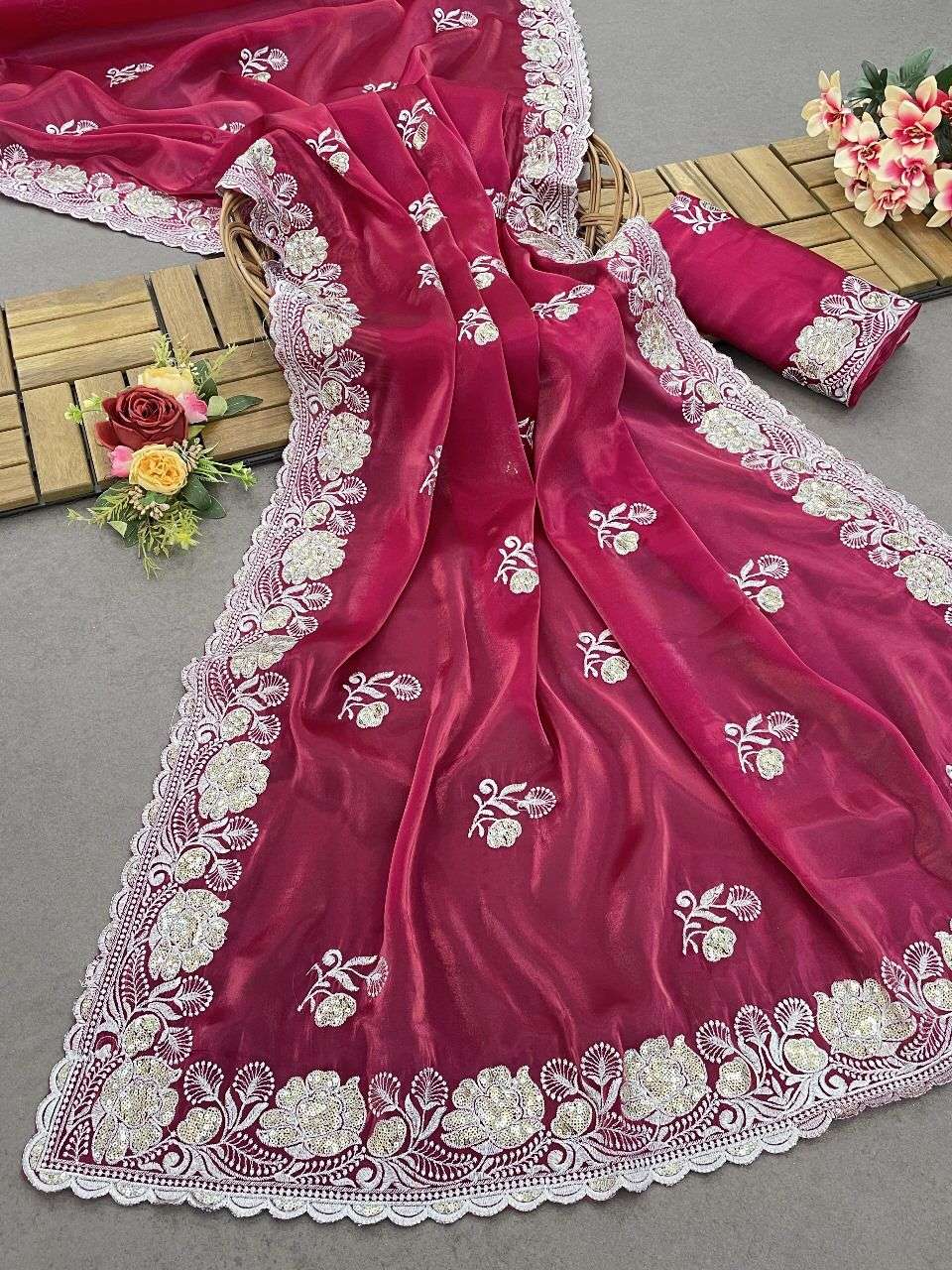 JIMMY CHOO WITH EMBROIDERY WORK DESIGNER SAREE COLLECTION AT...