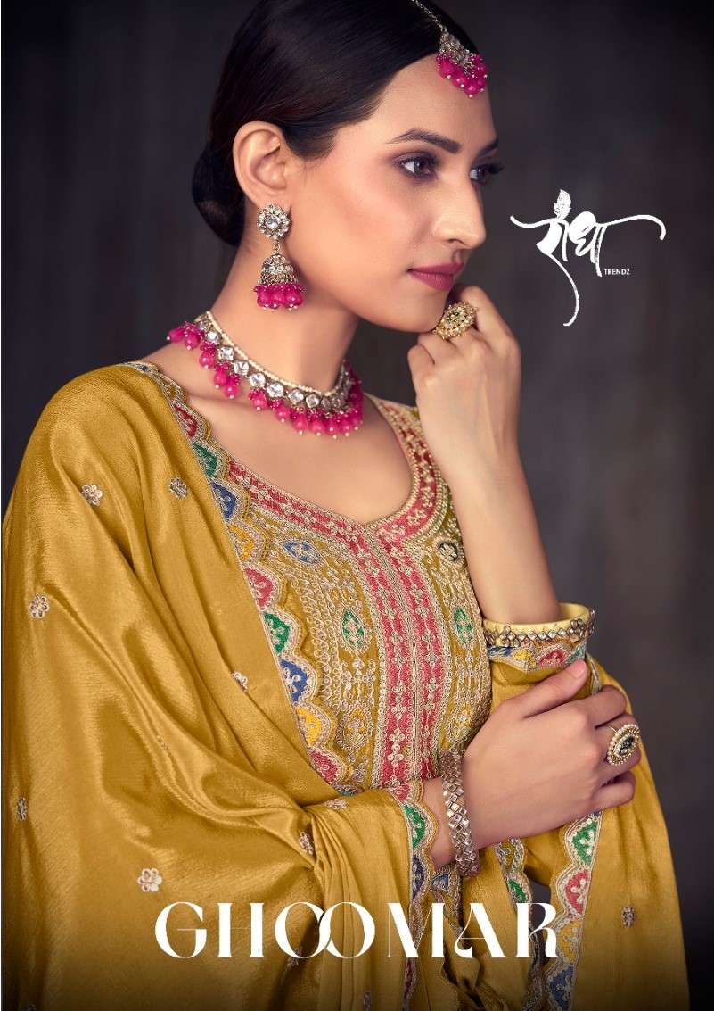 RADHA TRENDZ GHOOMAR CHINON SILK WITH FUNCTION SPECIAL SUITS...