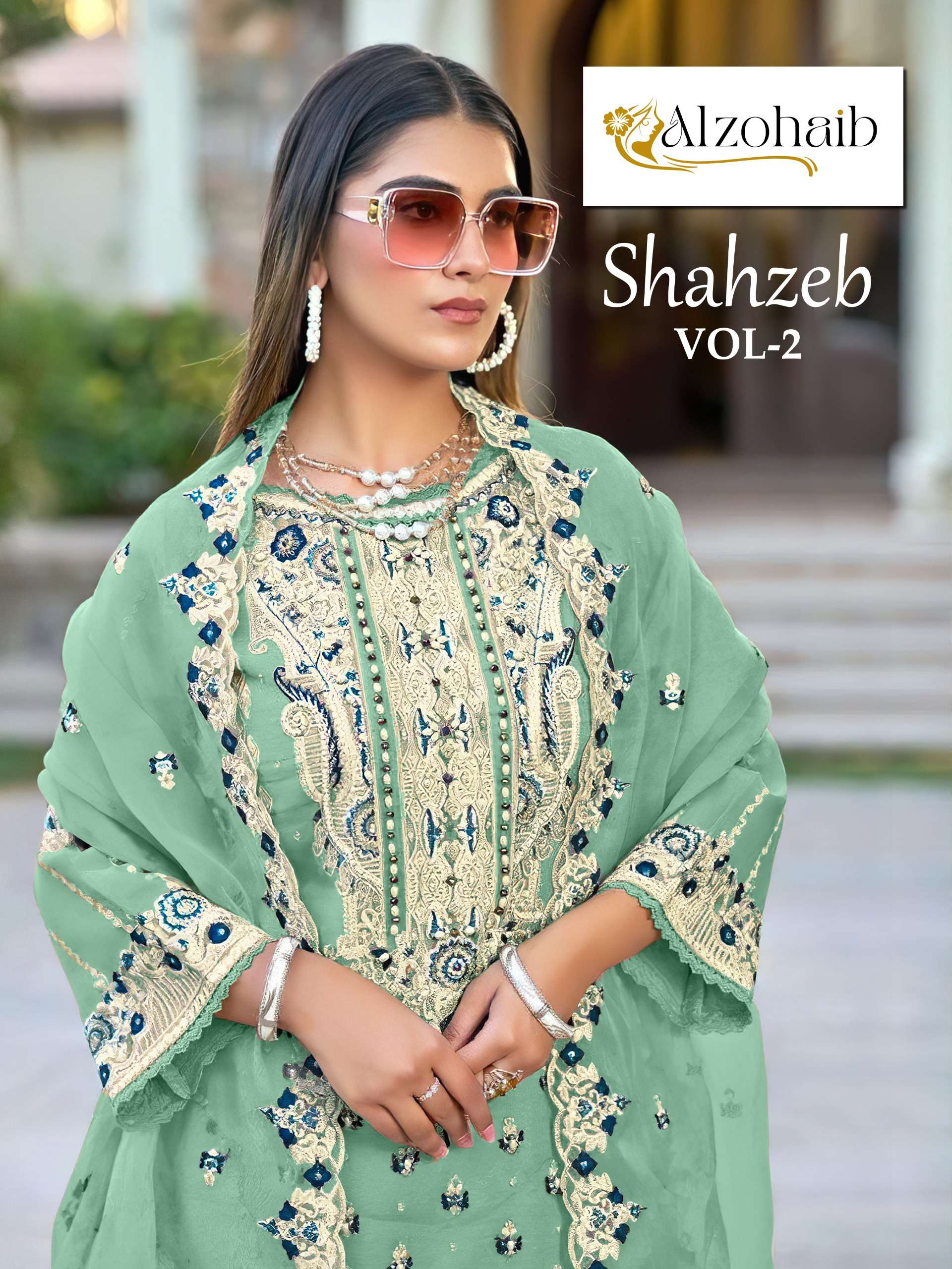 ALZOHAIB SHAHZEB VOL 2 ORGANZA WITH EMBROIDERY WORK PAKISTAN...