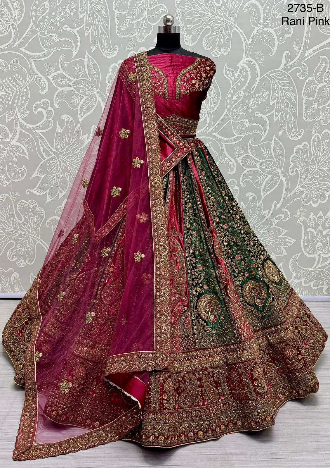 BRIDAL SPECIAL VELVET WITH HEVAY EMBROIDERY WORK LEHENGA CHO...