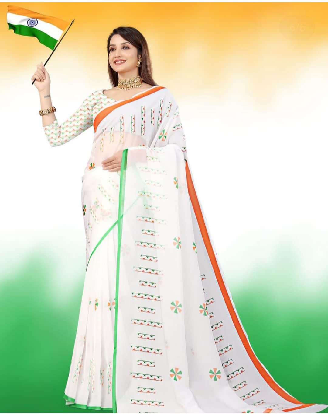 INDEPENDENCE DAY SPECIAL COTTON TRICOLOUR SAREE SUPPLIER