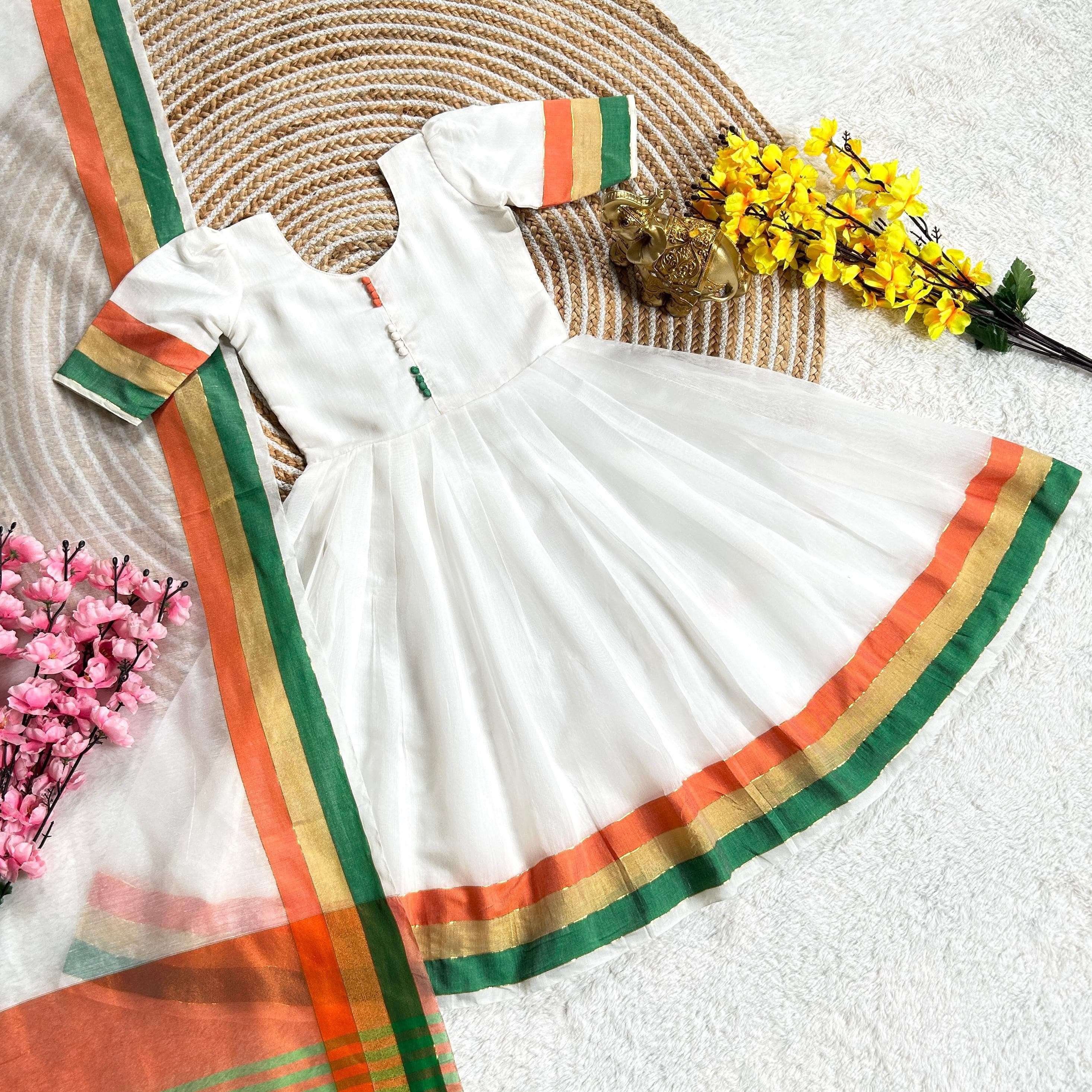  Independence Day special white long gown kids special suppl...