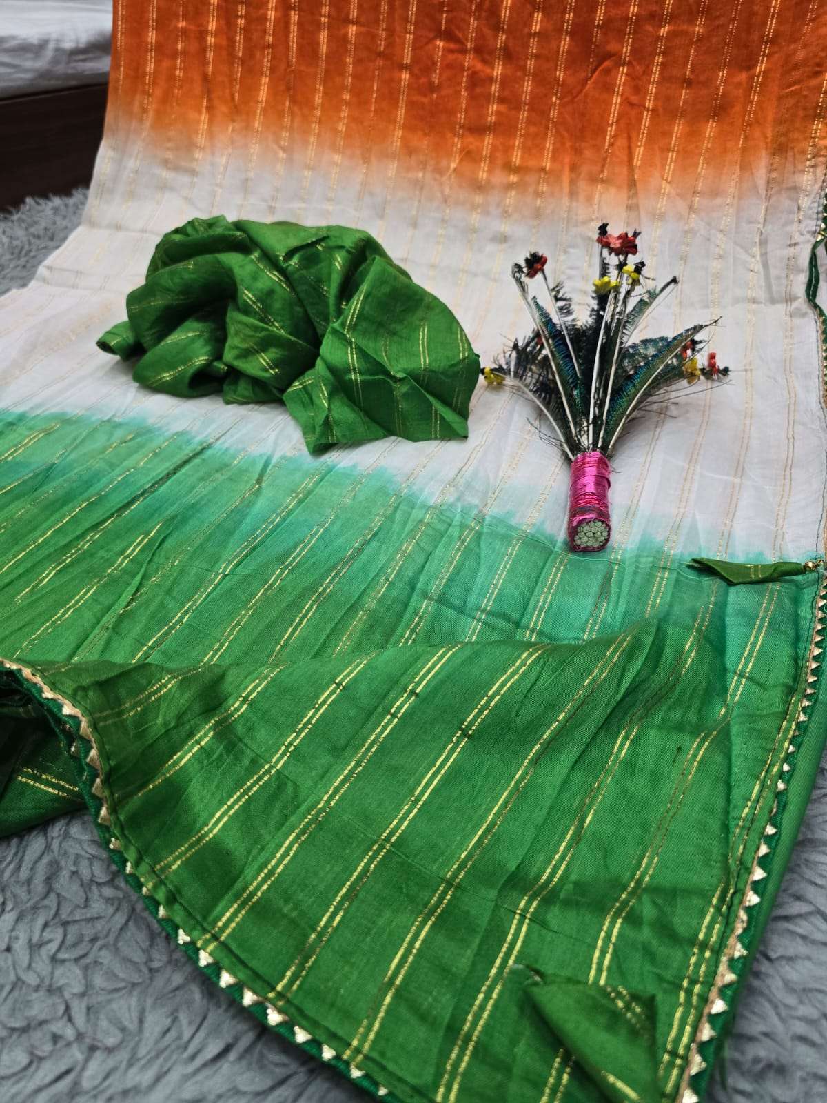 MAL COTTON WITH  TRICOLOUR FANCY LOOK SAREE COLLECTION AT BE...