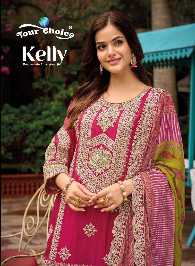 YOUR CHOICE KELLY CHINON SILK HEAVY DESIGNER READYMADE SUITS...