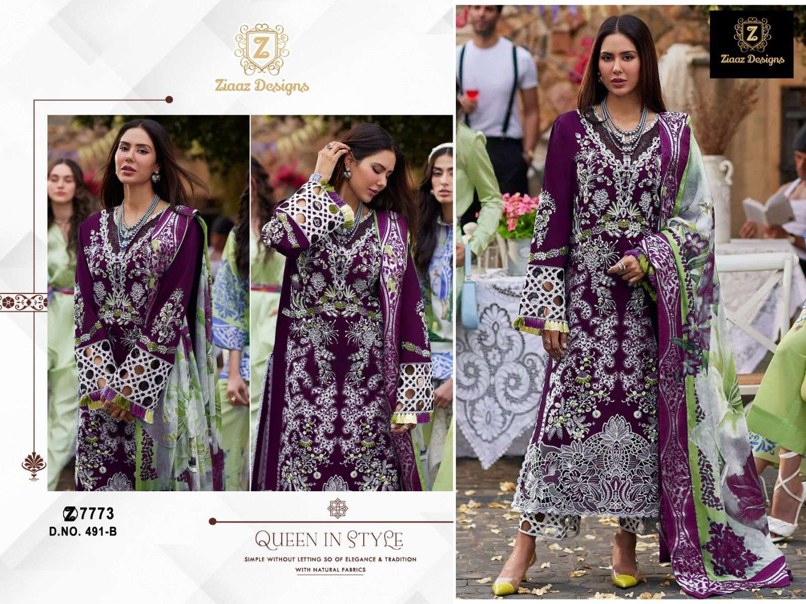 ZIAAZ 491 COTTON DESIGNER PAKISTANI SUITS SUPPLIER IN SURAT