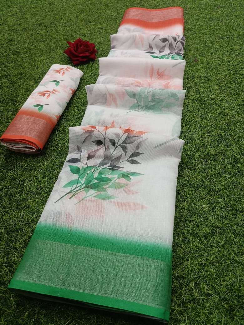 15 AUGUST SPECIAL TIRANGA COLOUR LINEN SAREE BEST ONLINE RAT...