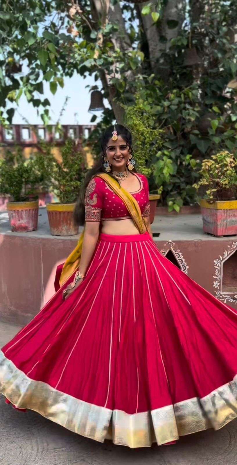 Attractive Full Stitched Red Color Thread Work Lehenga Choli...