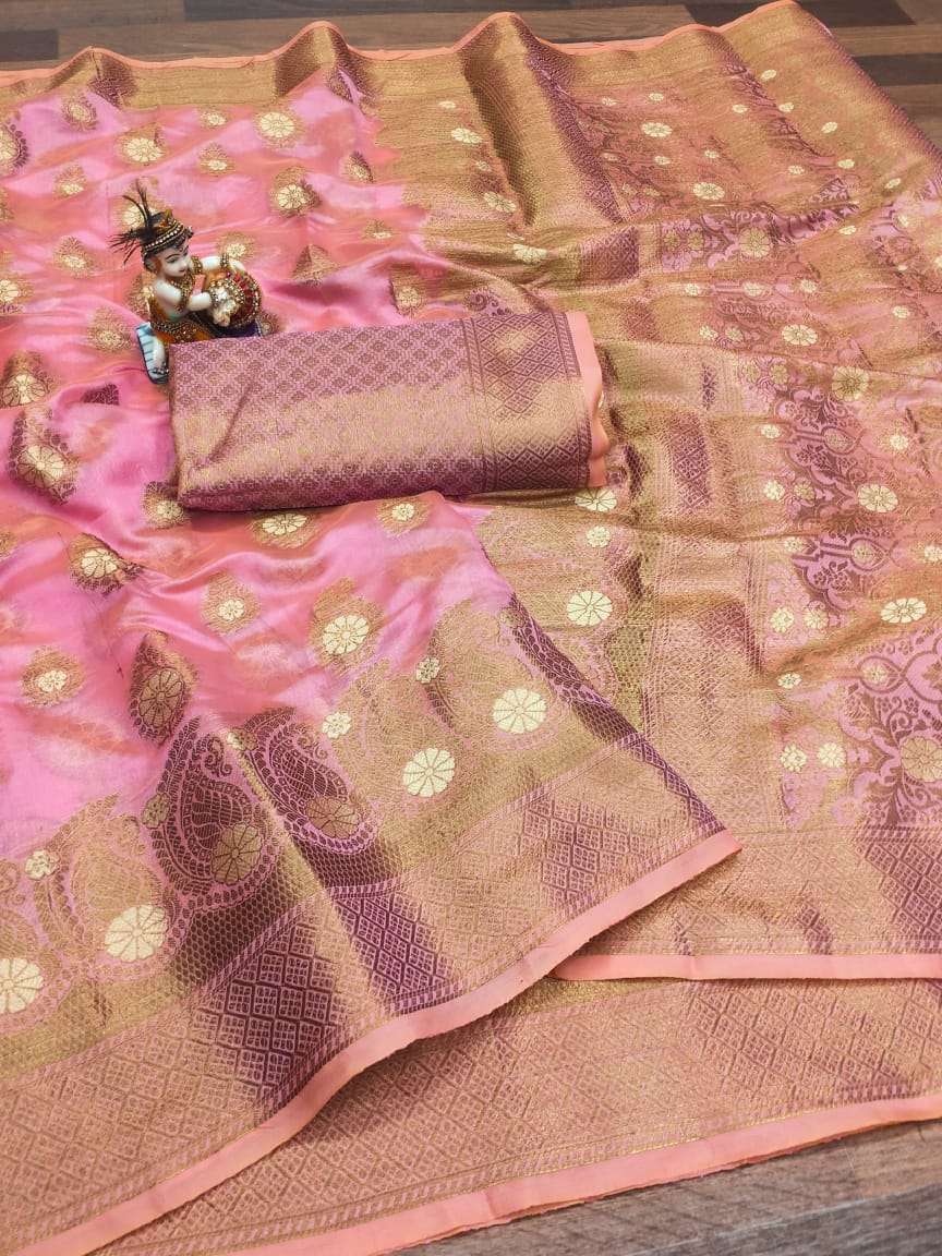 Banarasi style Handloom cotton saree with attractive all ove...