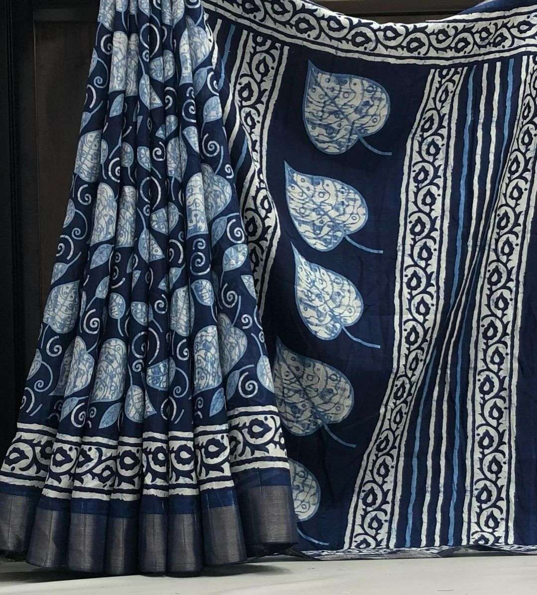 BLUE SHADES SOFT SILK WITH PRINTED SAREE SUPPLIER