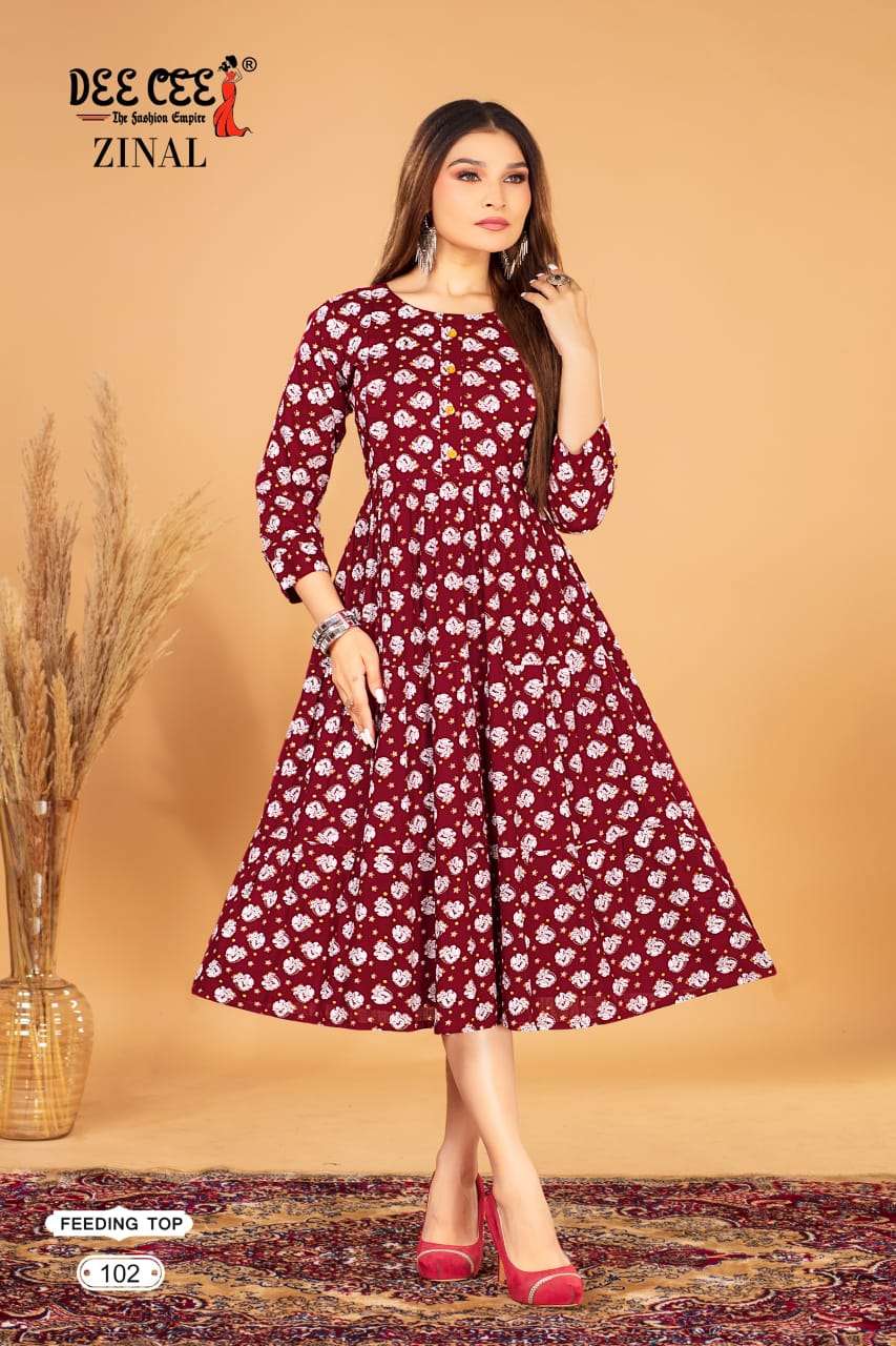 DEECEE ZINAL RAYON FABRICS SHORT KURTI SUPPLIER IN SURAT