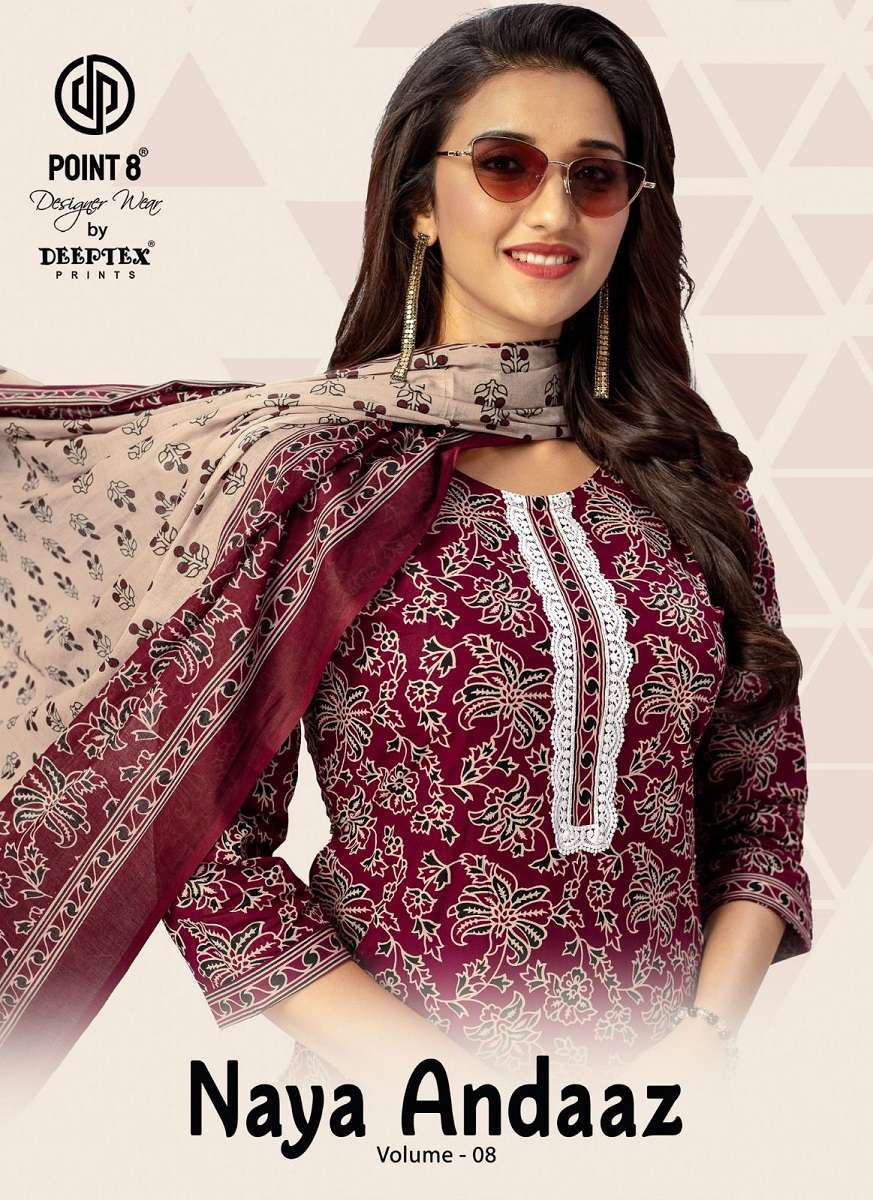 DEEPTEX NAYA ANDAAZ VOL 8 COTTON REGULAR WEAR STICH SUITS SU...