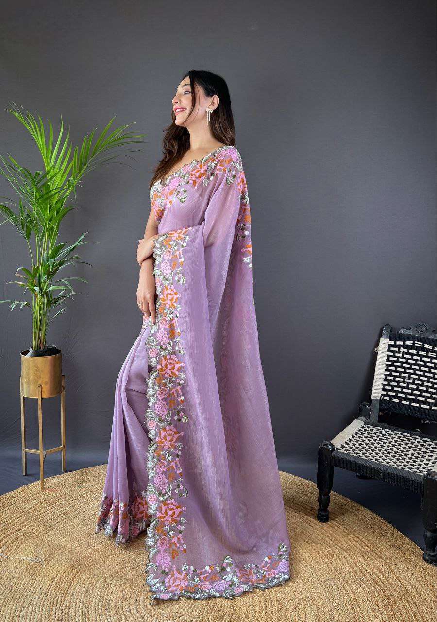 EMBROIDERY WORK BORDER SILK FABRICS FANCY LOOK SAREE SUPPLIE...