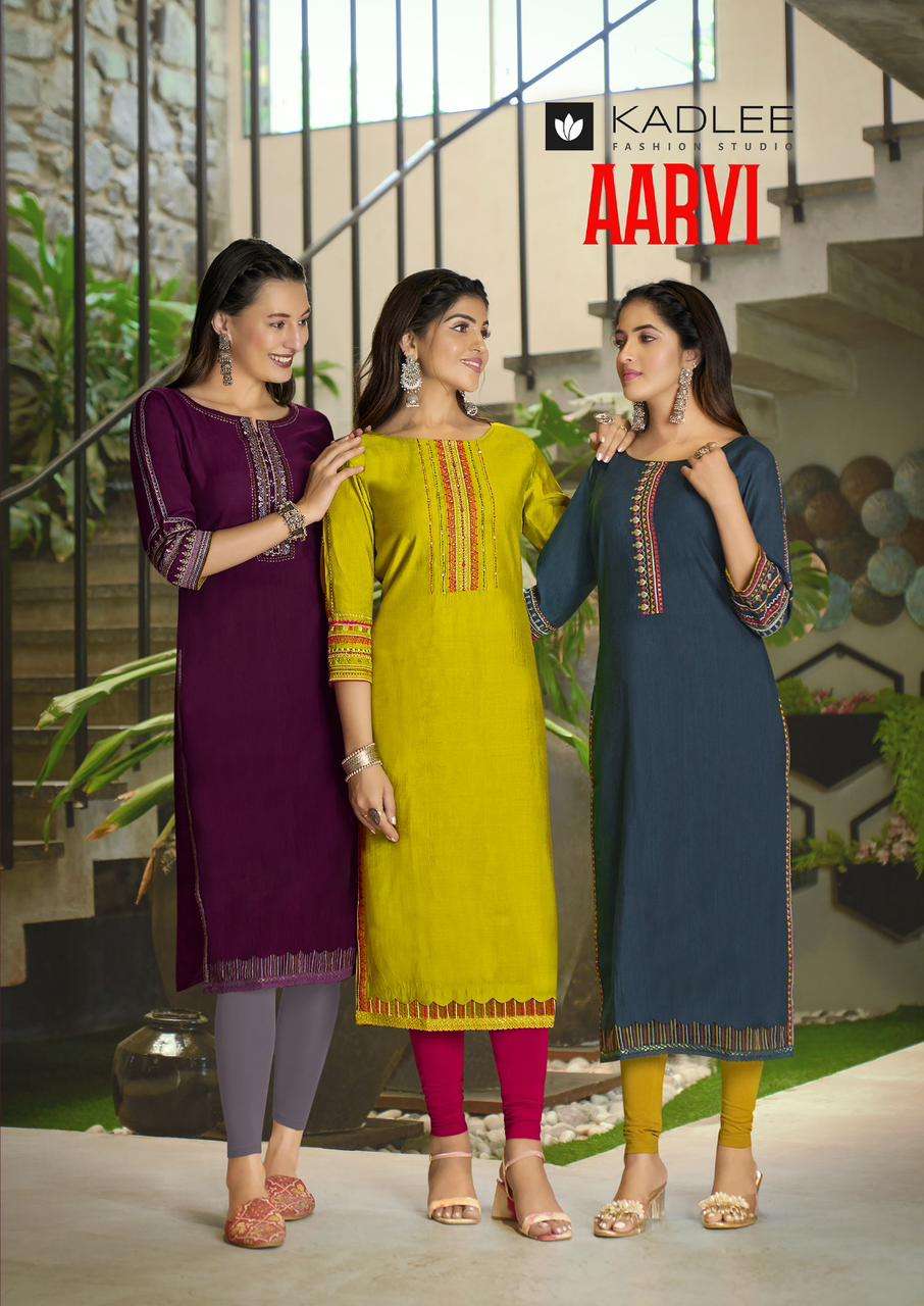 kadlee aarvi viscose silk kurti supplier in surat