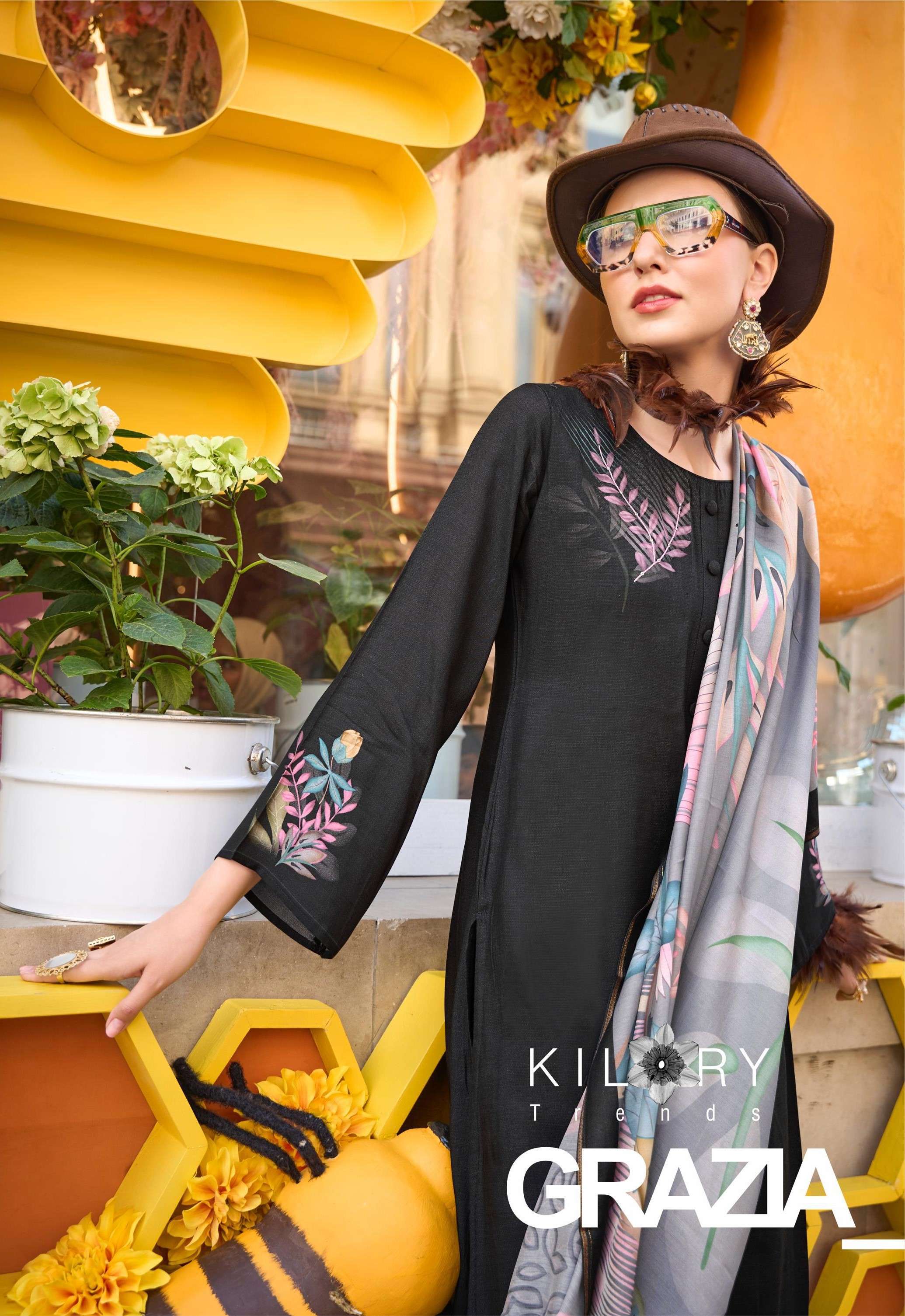 KILORY TRENDZ GRAZIA MUSLIN SILK PRINTED DRESS MATERIAL SUPP...