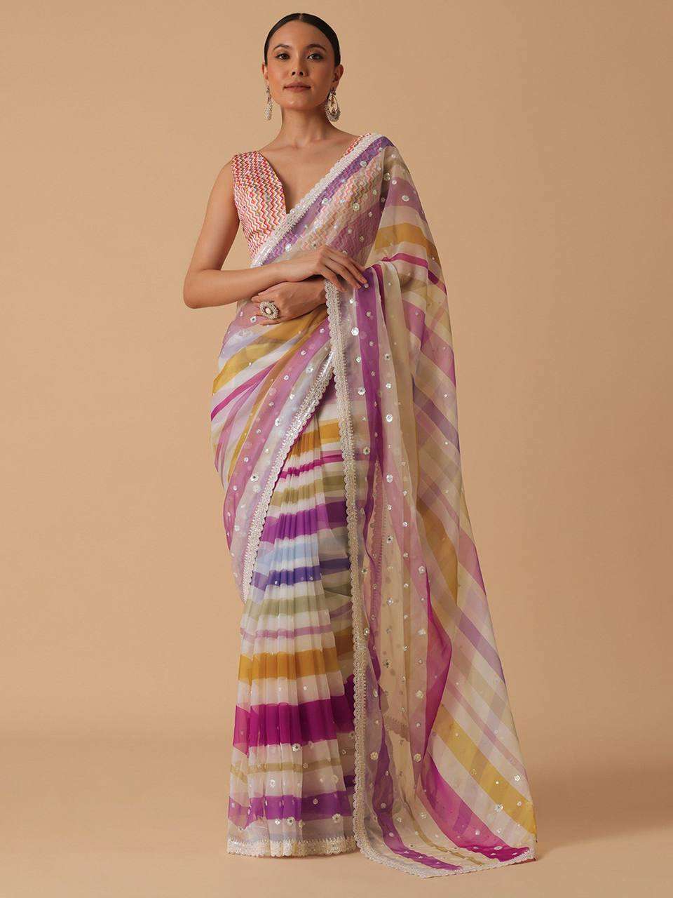 LAHERIYA PRINTED GEORGETTE WITH THREAD EMBROIDERY WORK SAREE...