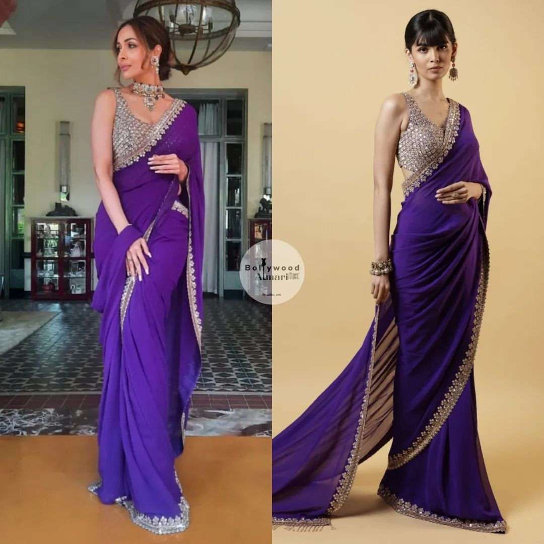 Malaika Arora Inspired Heavy Embroidery Sequence Work Saree ...