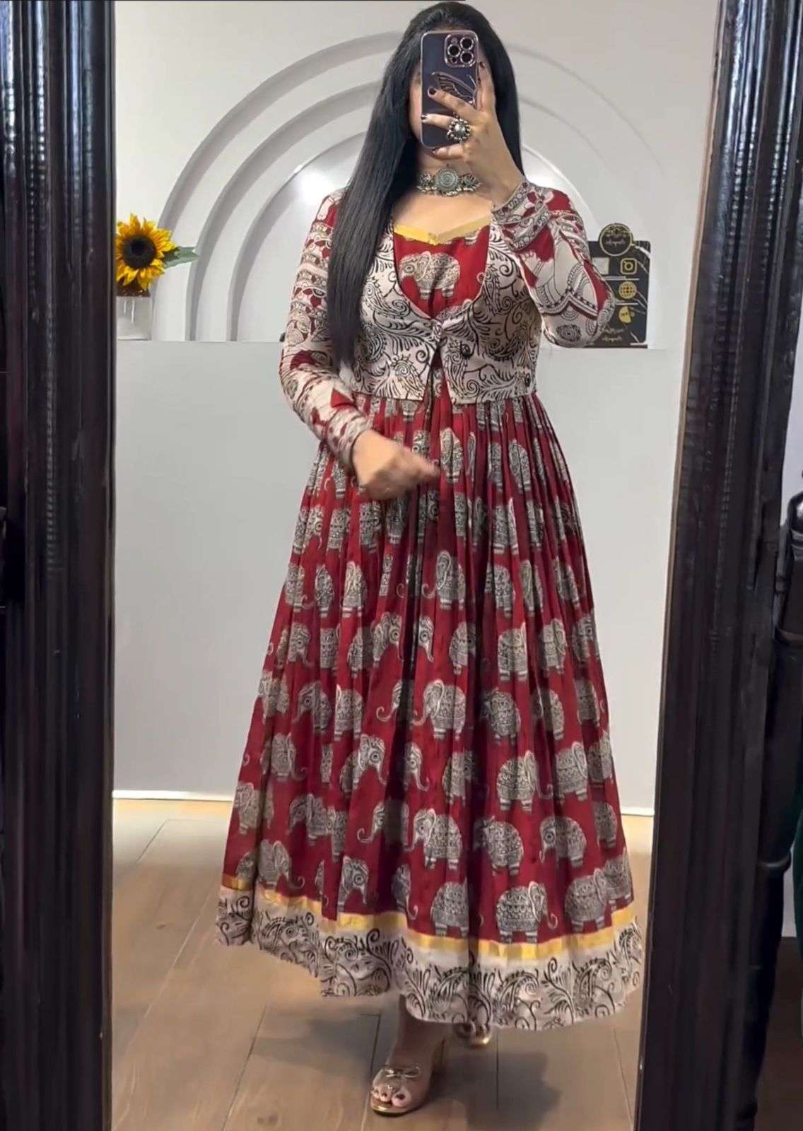 MAROON COLOUR KALAMKARI PRINTED LONG GOWN SUPPLIER IN SURAT ...