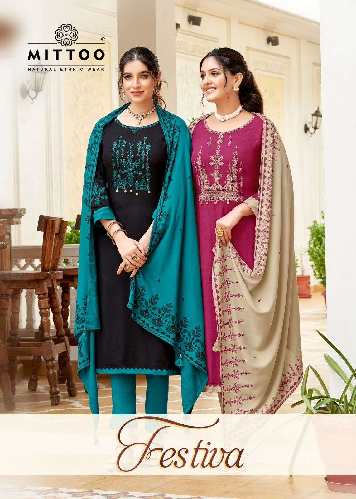 MITTOO FASHION FESTIVA RAYON WITH FANCY LOOK READYMADE SUITS...