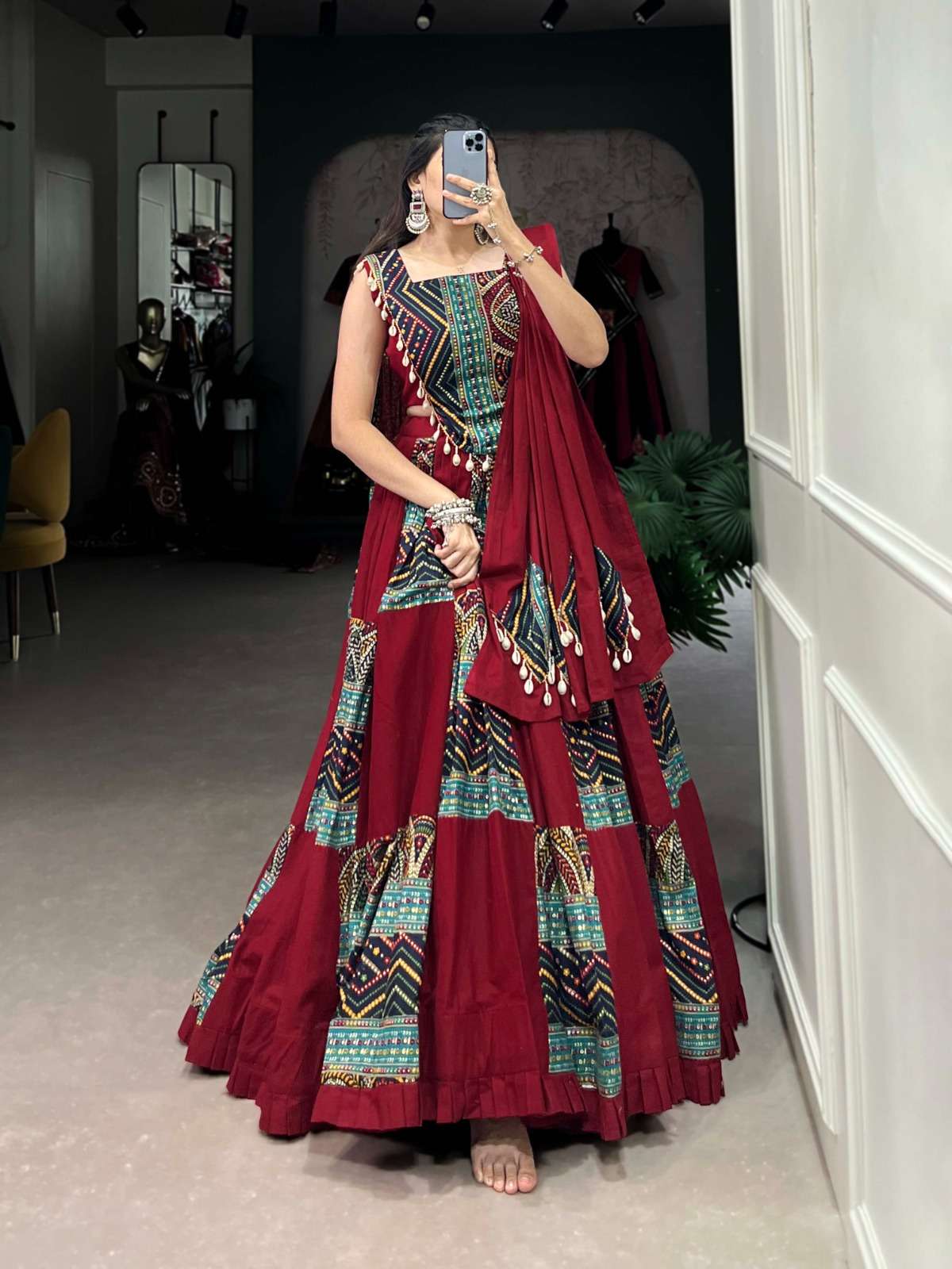 navratri lehenga with printed design in your garba collectio...