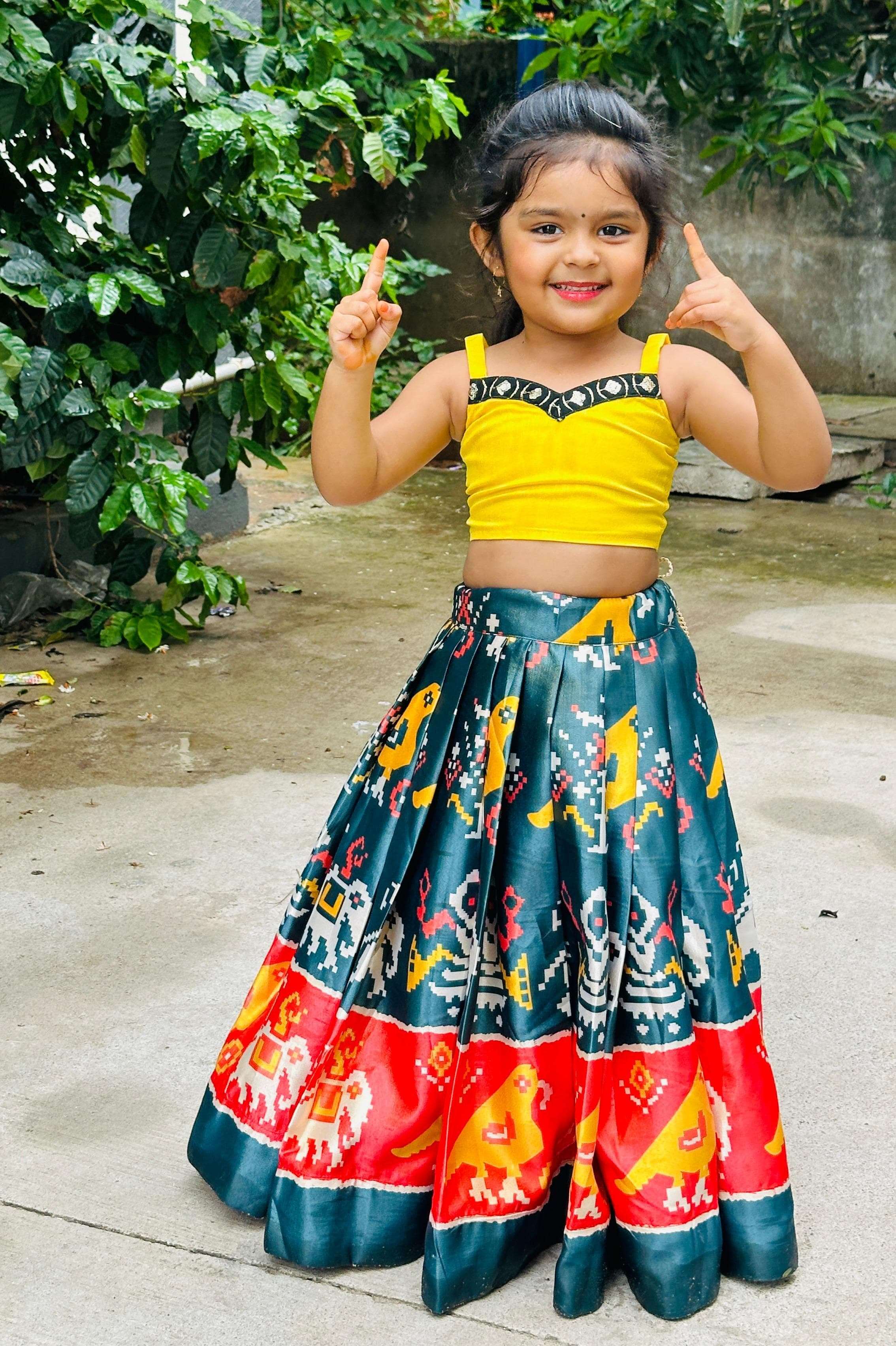 PATOLA PRINTED TRADITIONAL LOOK KIDS SPECIAL CROP TOP COLLEC...