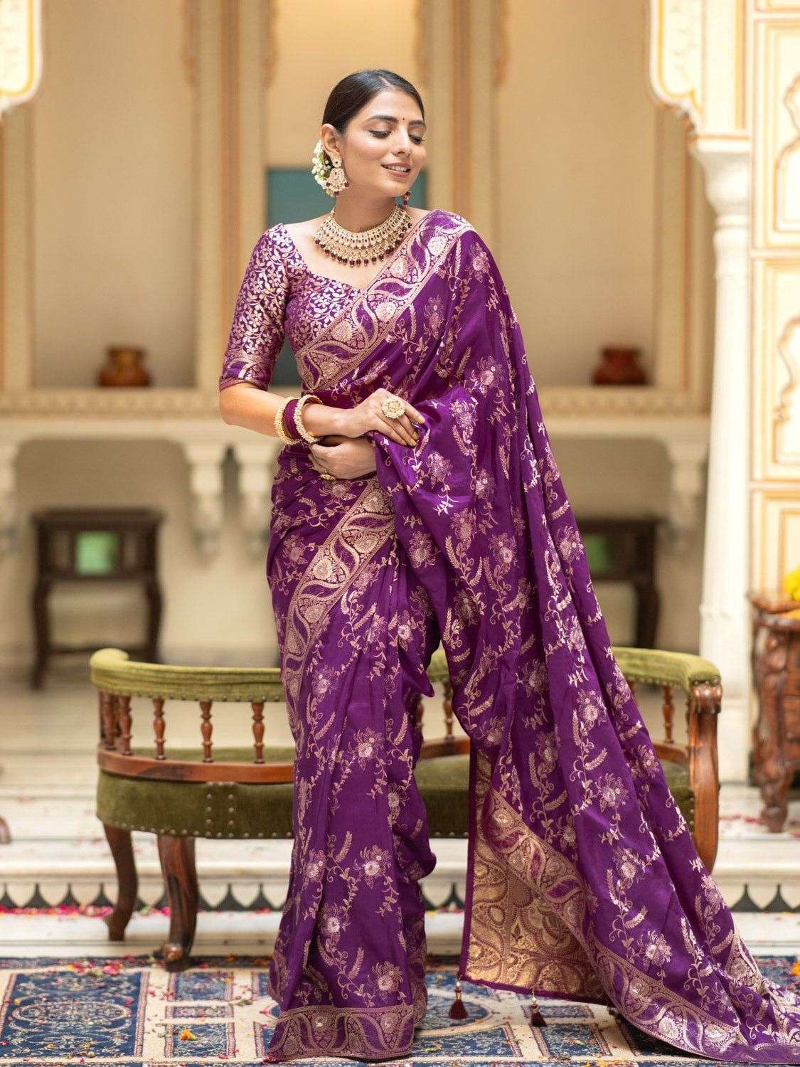 Purple Banarasi Uppada Silk Saree COLLECTION AT BEST ONLINE ...