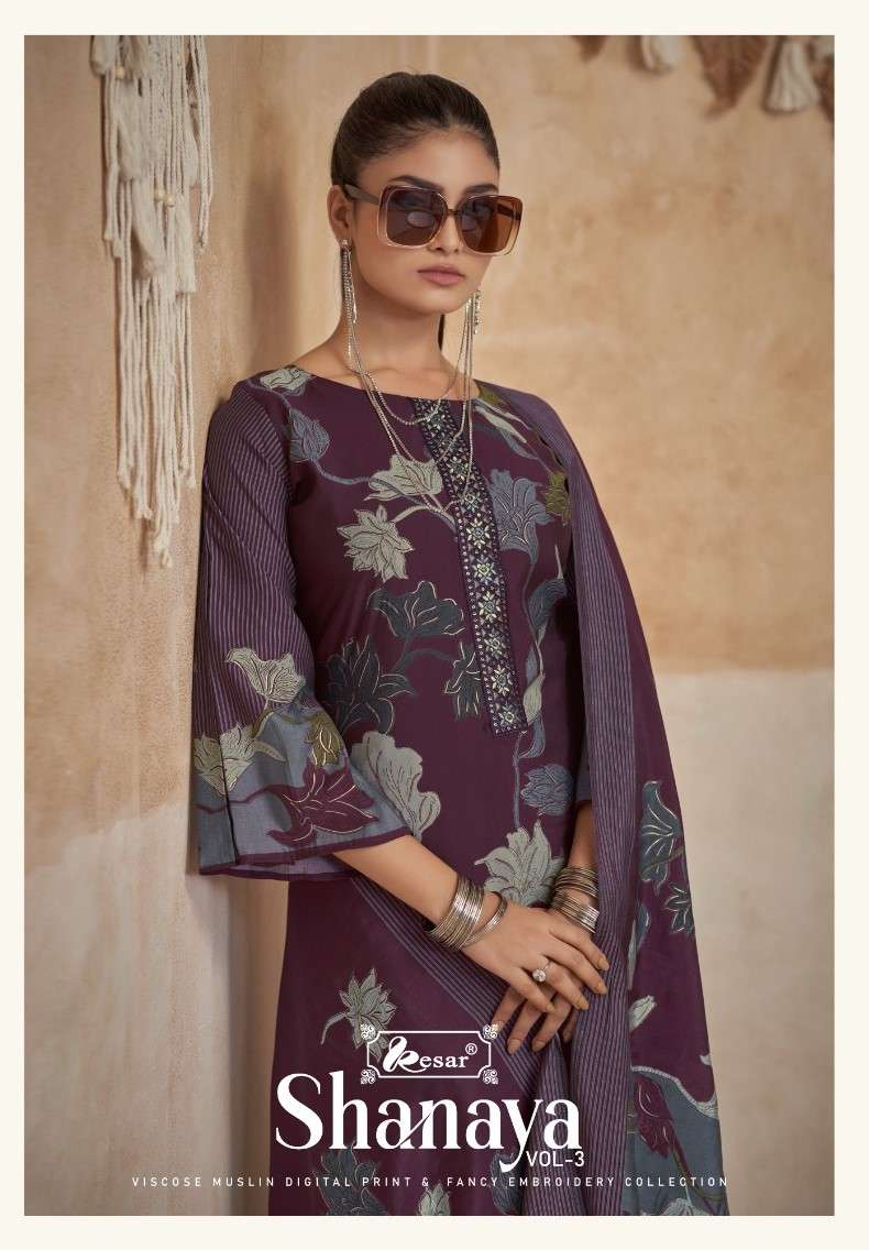 SHANAYA VOL 3 BY KESAR FASHION PRINTED DRESS MATERIAL SUPPLI...