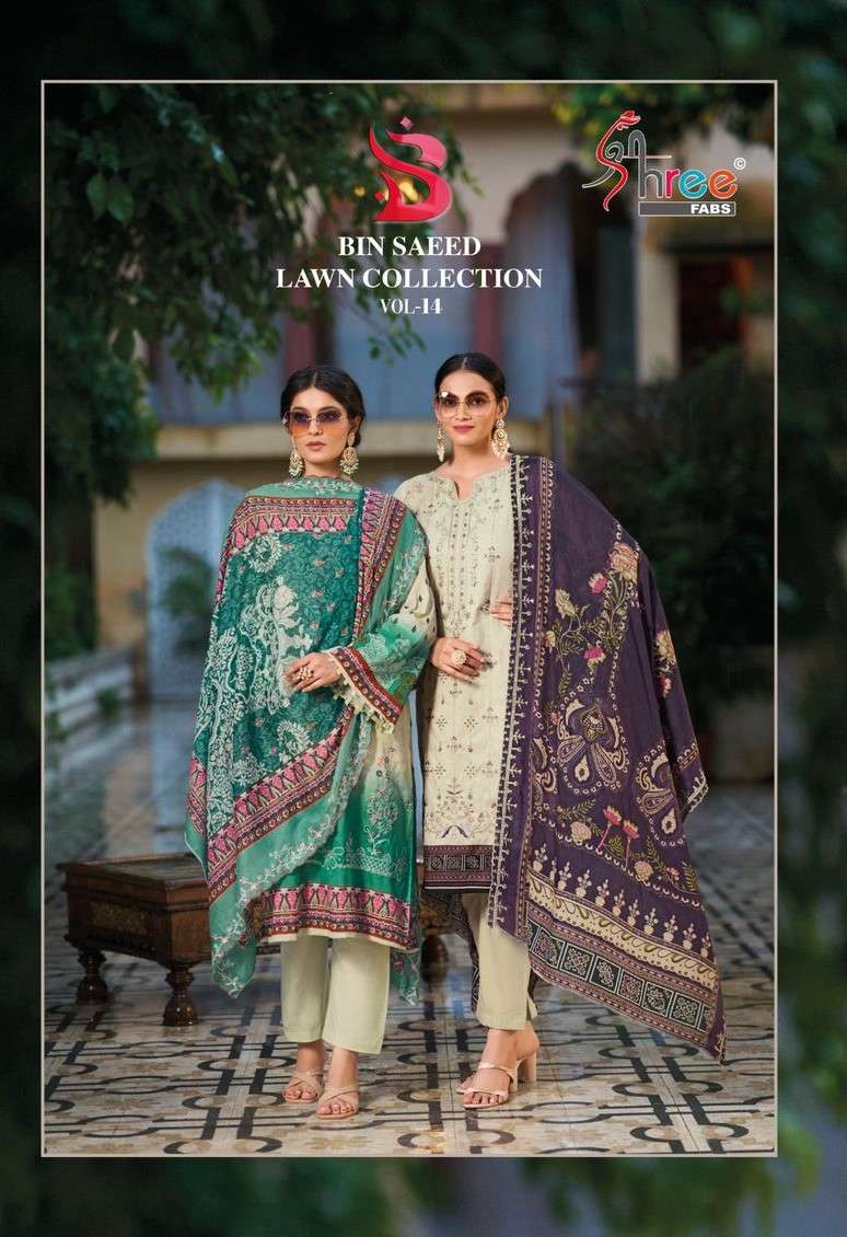 SHREE FABS BIN SAEED LAWN COLLECTION VOL 14 LAWN COTTON PAKI...