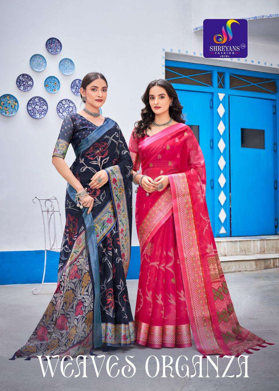 SHREYANS WEAVES ORGANZA PRINTED FANCY SAREE SUPPLIER IN SURA...