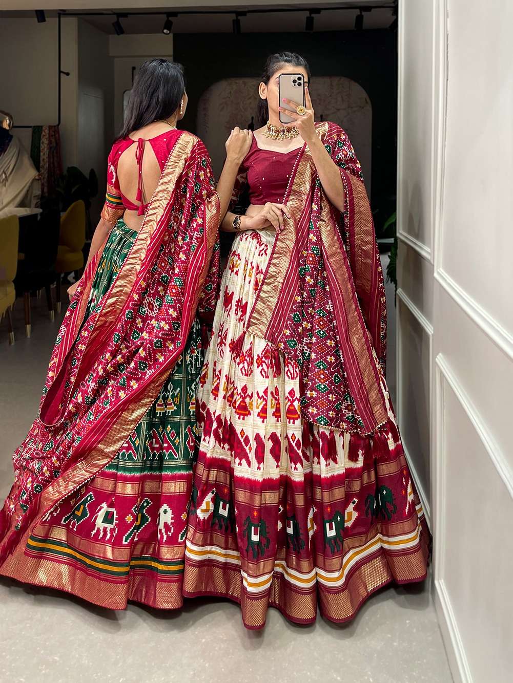 traditional wear stitch lehenga with unstitch blouse dupatta...