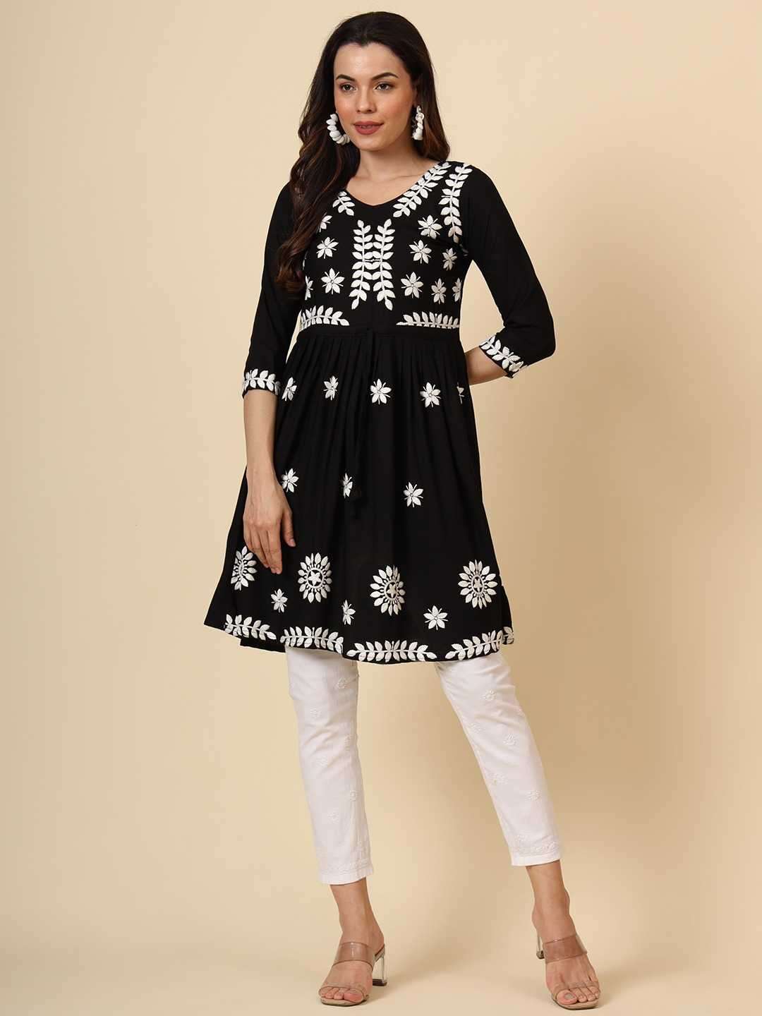 WESTERN LOOK RAYON WITH CLASSIC EMBROIDERY WORK SHORT KURTI ...