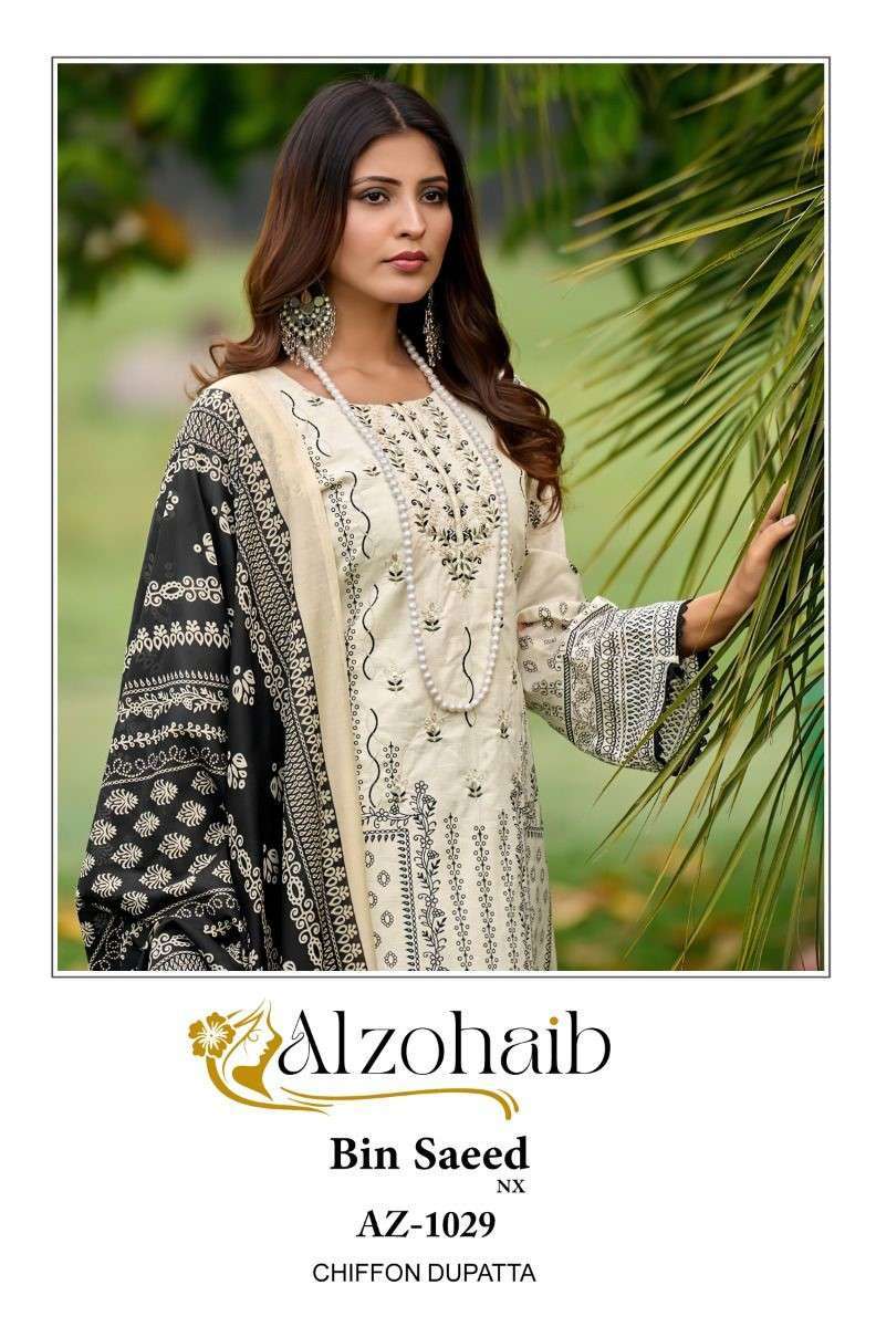 AL ZOHAIB BIN SAEED NX COTTON PAKISTANI SUITS DRESS MATERIAL...